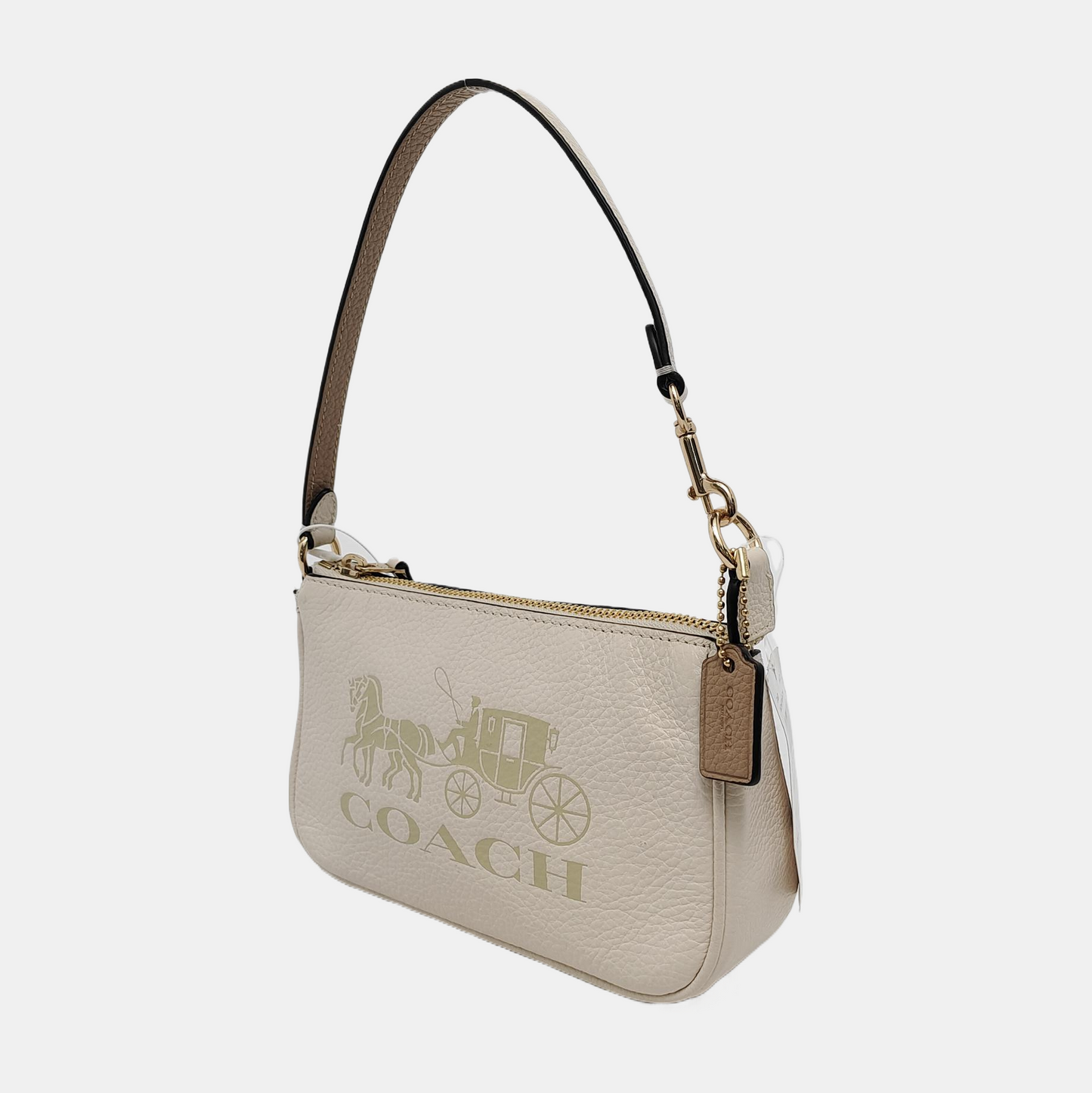 COACH NOLITA White Leather Carriage Single Shoulder Handbag Tote Bag Golden hardware-(SKU)-935756200