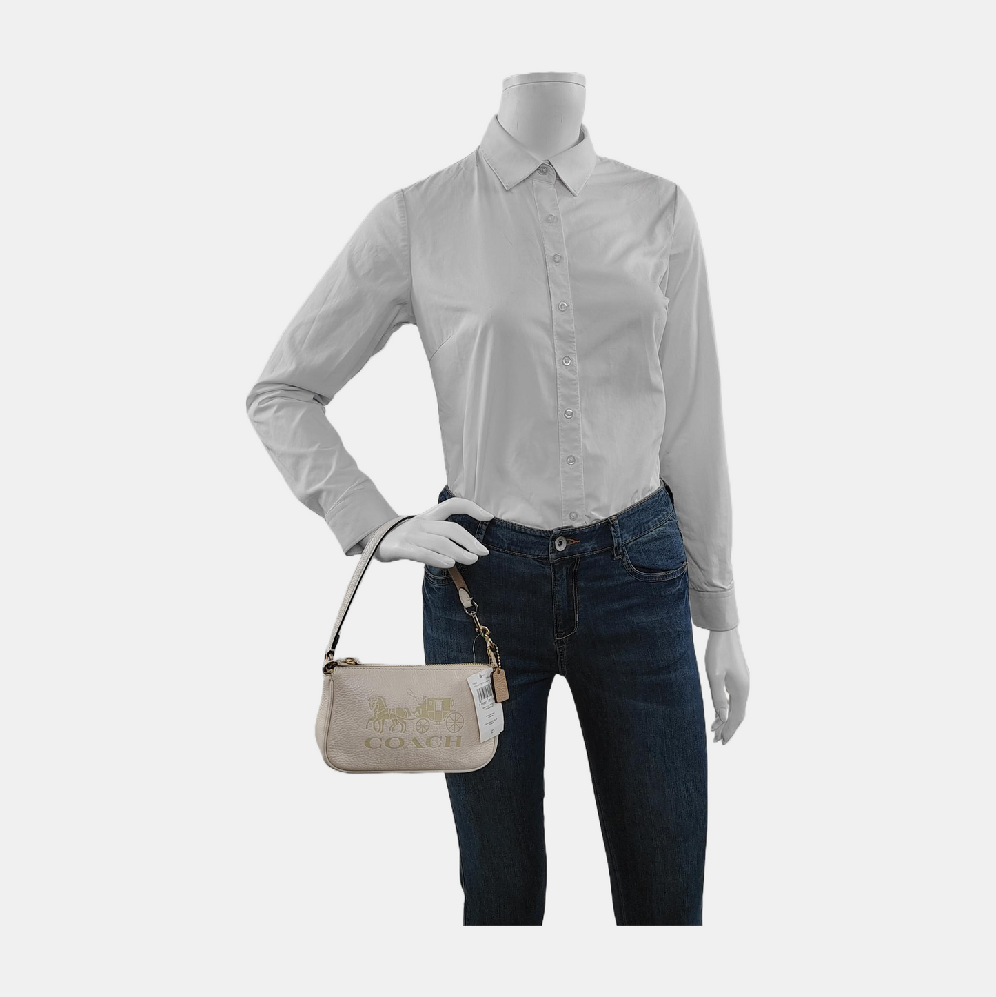 COACH NOLITA White Leather Carriage Single Shoulder Handbag Tote Bag Golden hardware-(SKU)-935756200