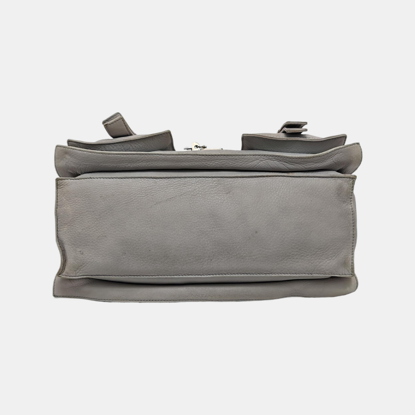 CELINE White Leather Tote Bag Single Shoulder Bag Silver Hardware-(SKU)-947607989