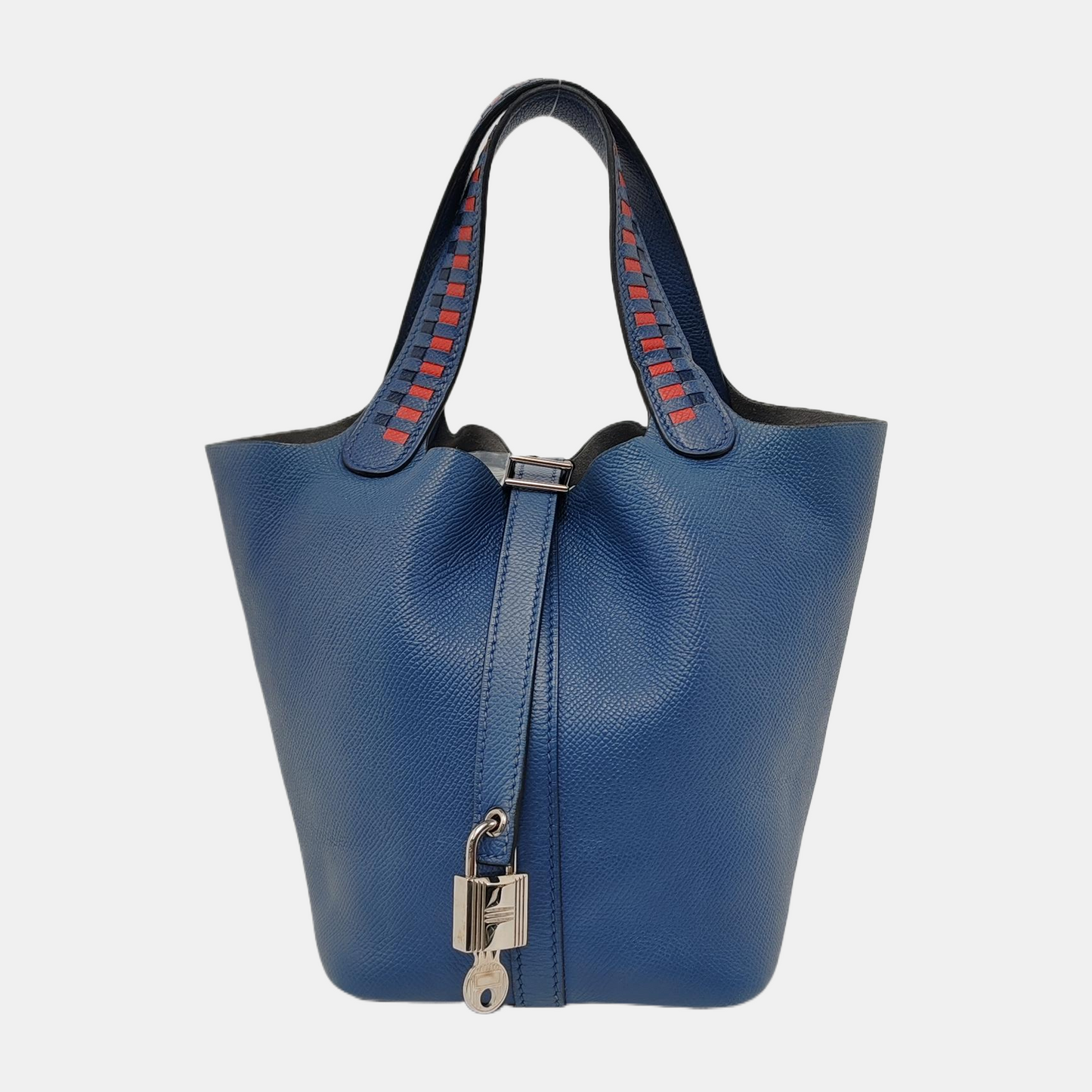 HERMÈS Picotin Lock 18 Royal Blue Epsom Leather Picotin Handbag Silver Hardware C Engraving-(SKU)-947825962