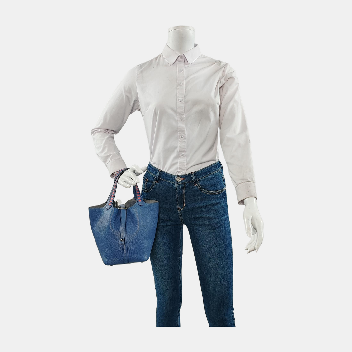 HERMÈS Picotin Lock 18 Royal Blue Epsom Leather Picotin Handbag Silver Hardware C Engraving-(SKU)-947825962