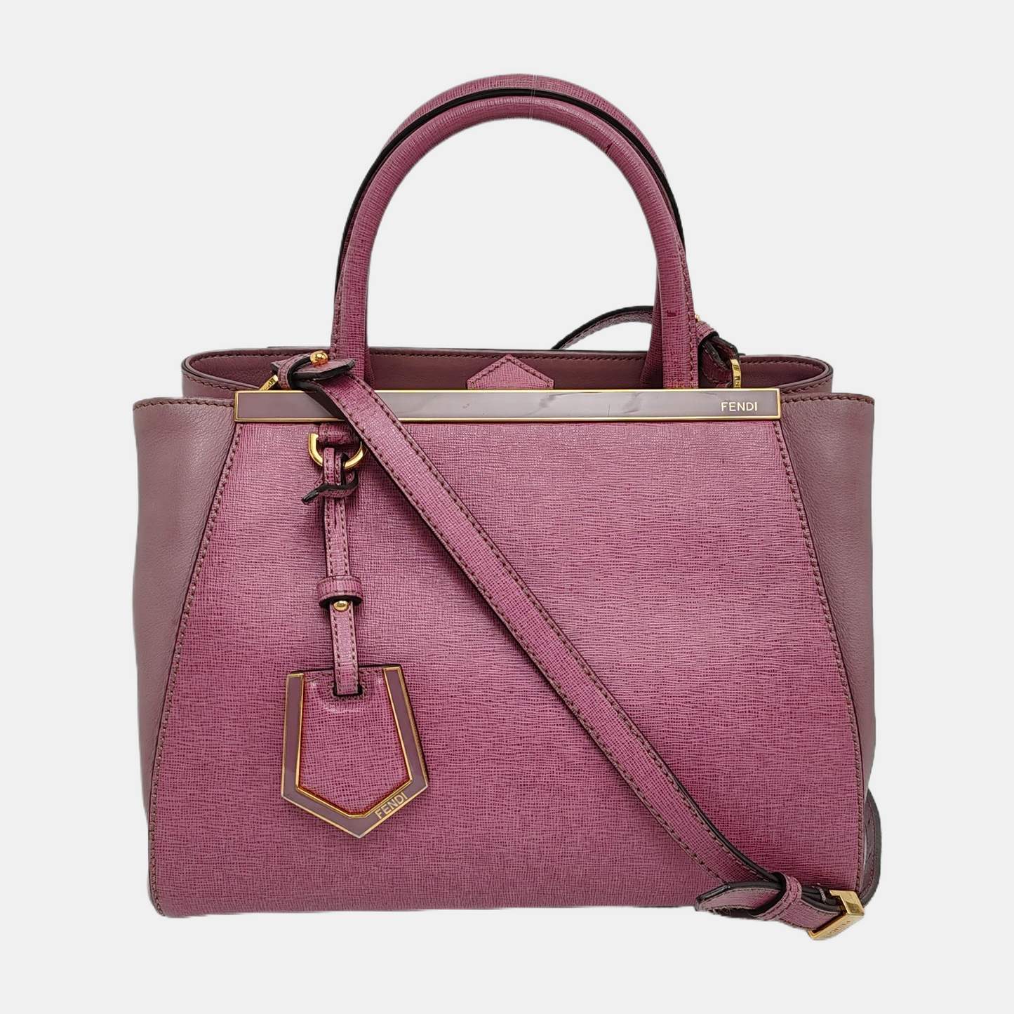 FENDI 2 Jours Small size Purple Leather Crossbody Handbag Single Shoulder Silver Hardware Removable shoulder strap-(SKU)-947556530