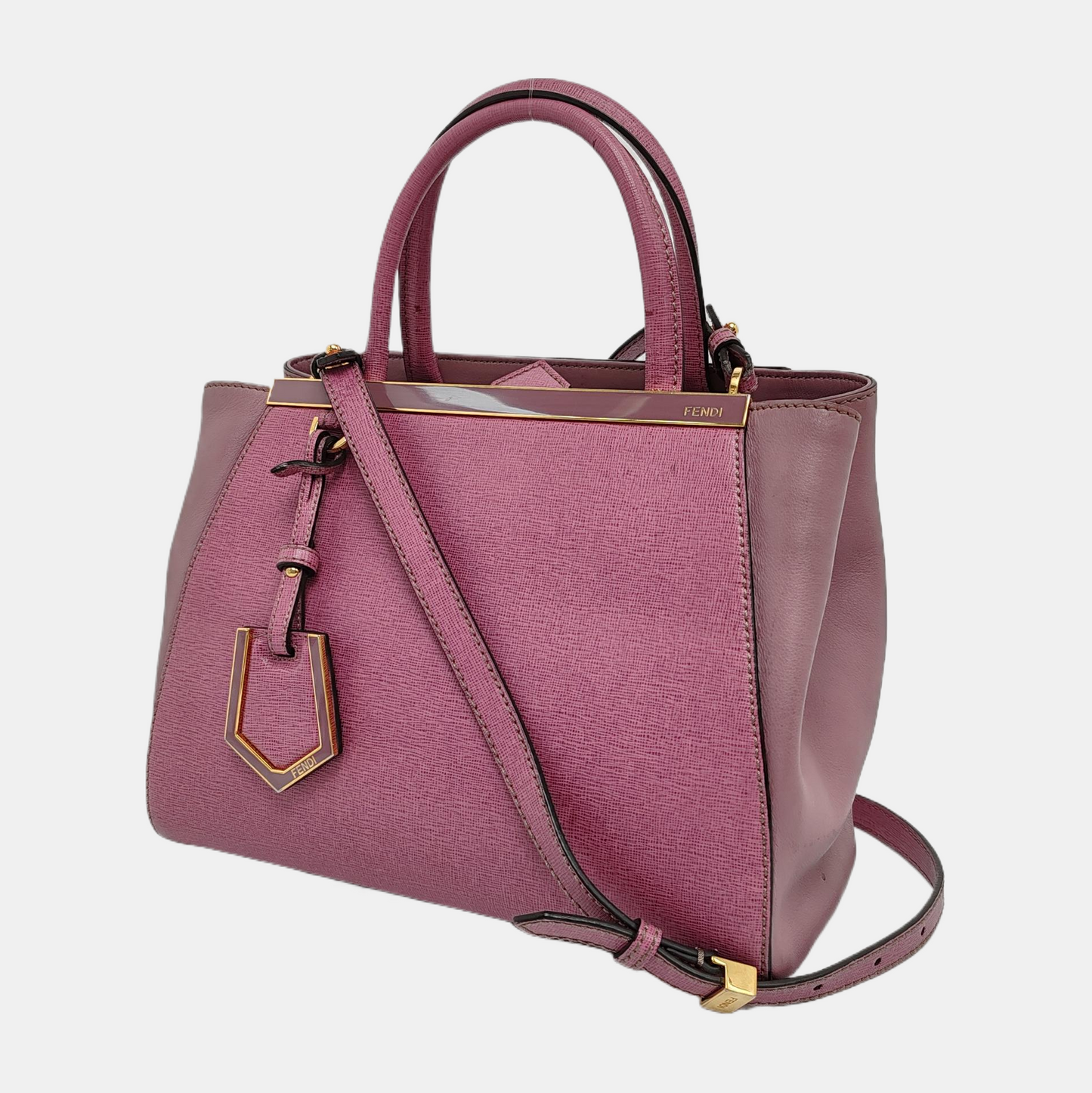 FENDI 2 Jours Small size Purple Leather Crossbody Handbag Single Shoulder Silver Hardware Removable shoulder strap-(SKU)-947556530