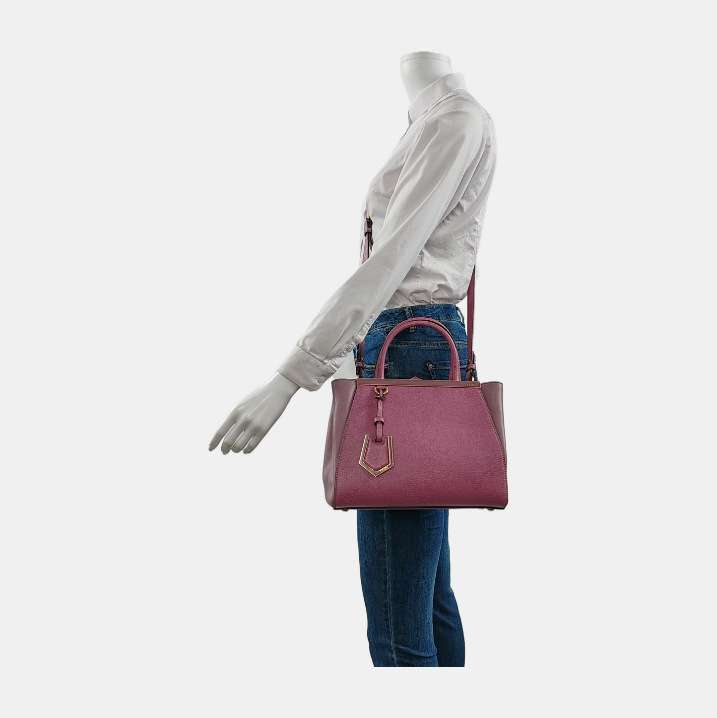 FENDI 2 Jours Small size Purple Leather Crossbody Handbag Single Shoulder Silver Hardware Removable shoulder strap-(SKU)-947556530