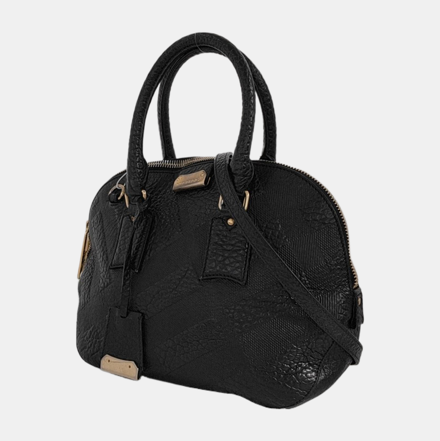 BURBERRY Sartorial Orchard Black Cowhide Single Shoulder Bag Tote Bag Golden hardware Removable shoulder strap-(SKU)-947701132