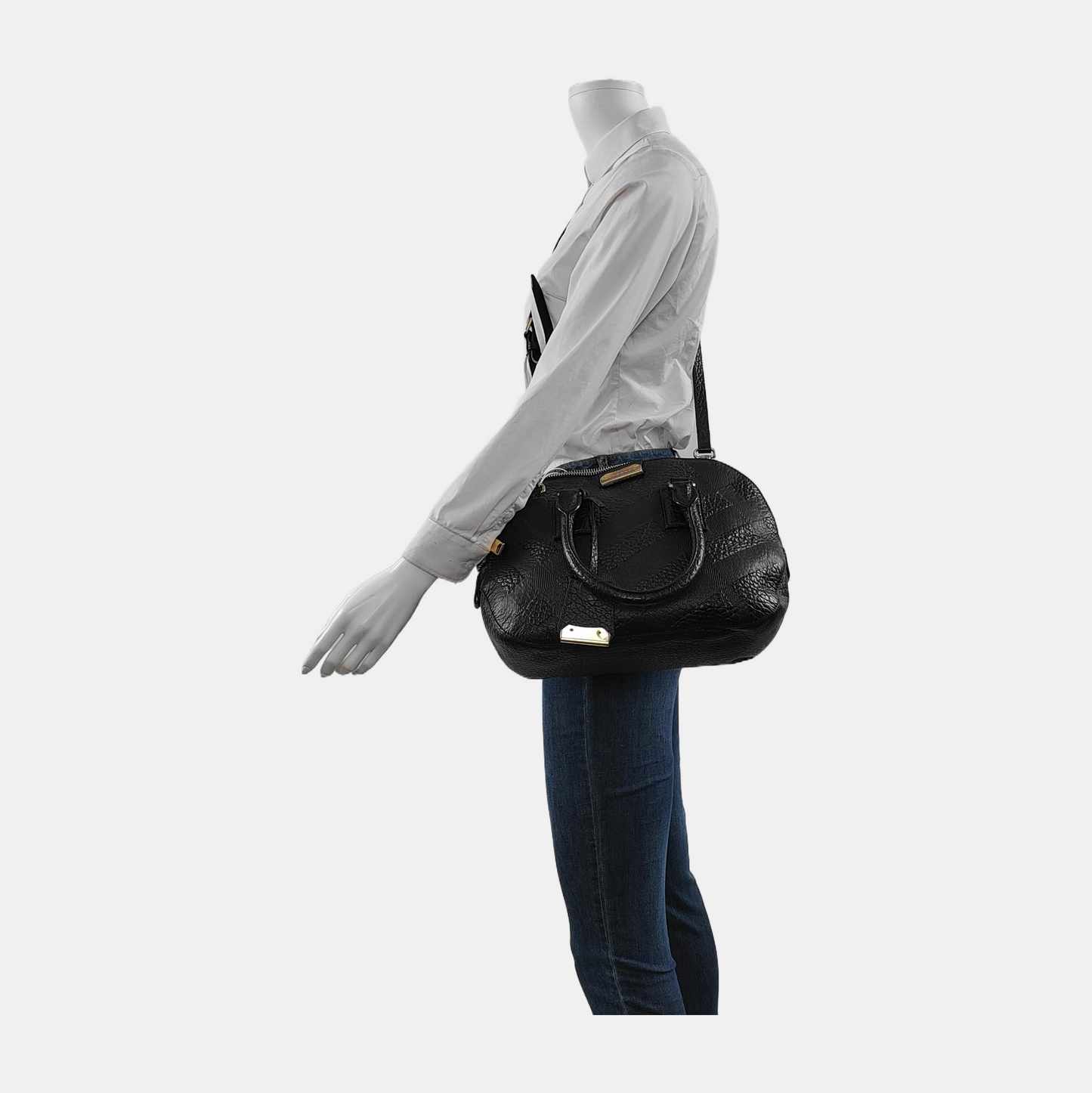 BURBERRY Sartorial Orchard Black Cowhide Single Shoulder Bag Tote Bag Golden hardware Removable shoulder strap-(SKU)-947701132