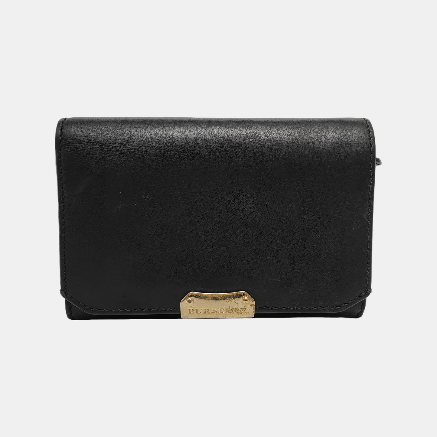 BURBERRY Black Cowhide Wallet Golden hardware-(SKU)-947686221