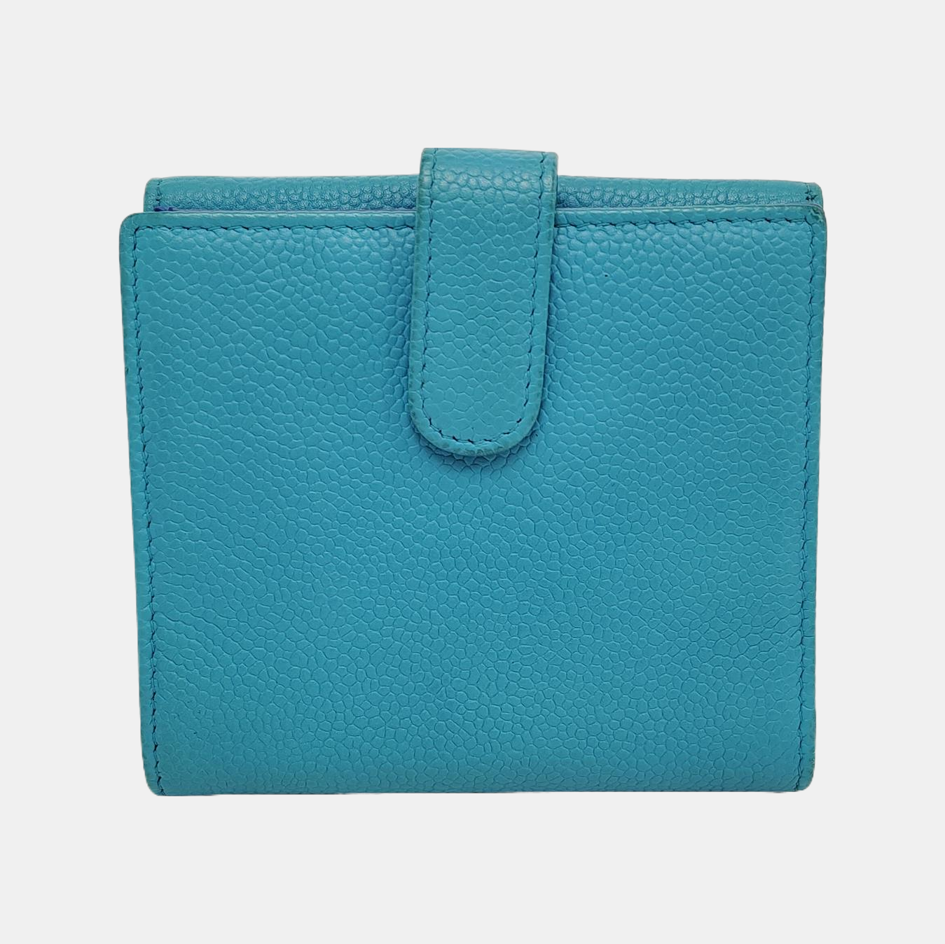 CHANEL Blue pebbled leather wallet Silver Hardware 17nan-(SKU)-947387865