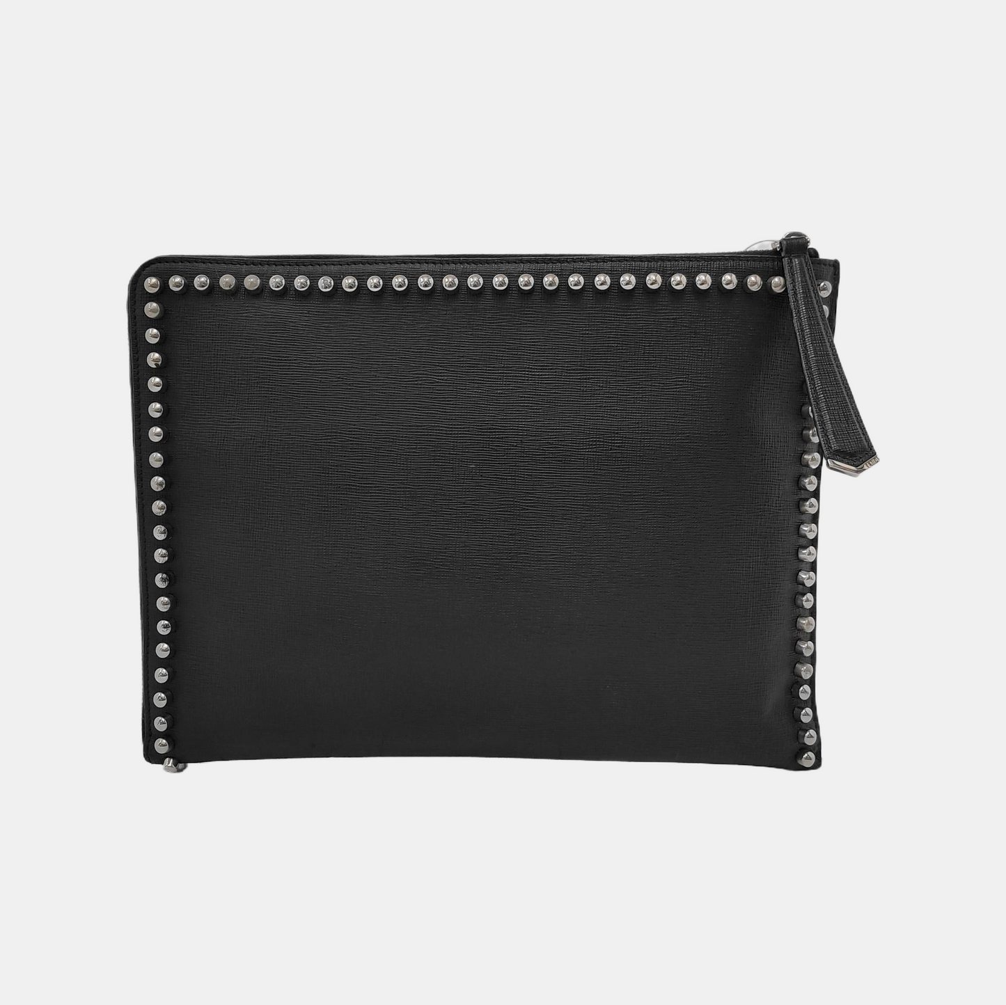 FENDI Karlito Black Leather Studs Handbag Silver Hardware-(SKU)-947968745