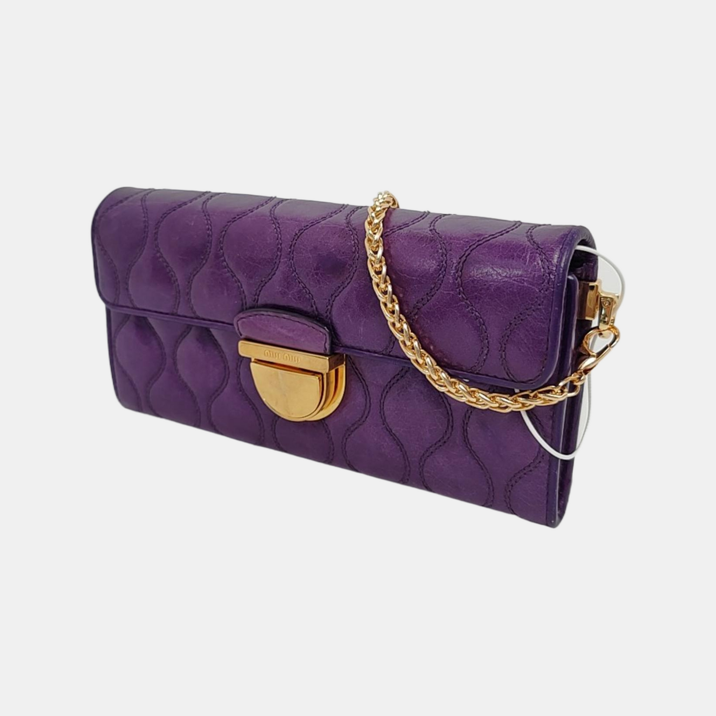 Miu Miu Purple Lamb Leather Quilted Wallet Golden hardware-(SKU)-947973528