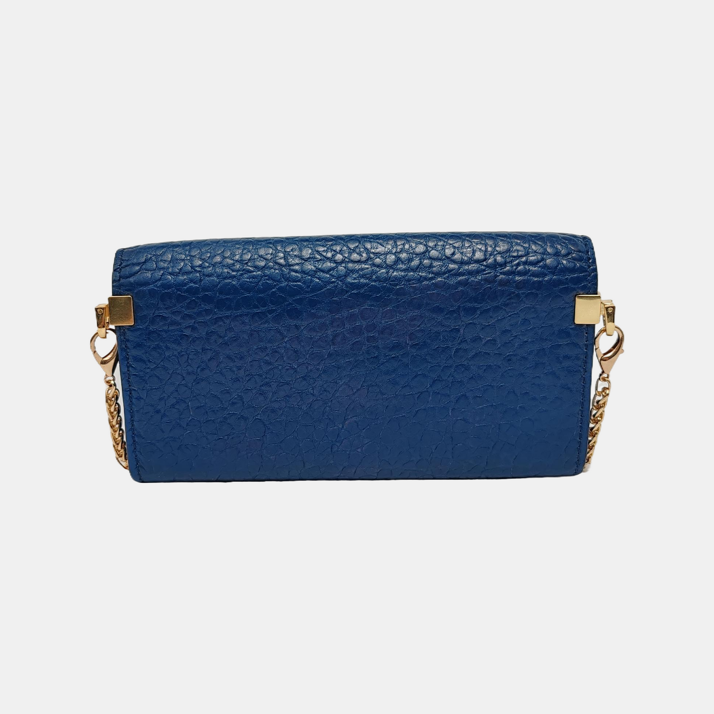BURBERRY Langley Dark Blue Cow Leather Embossed Wallet Golden hardware-(SKU)-947970843