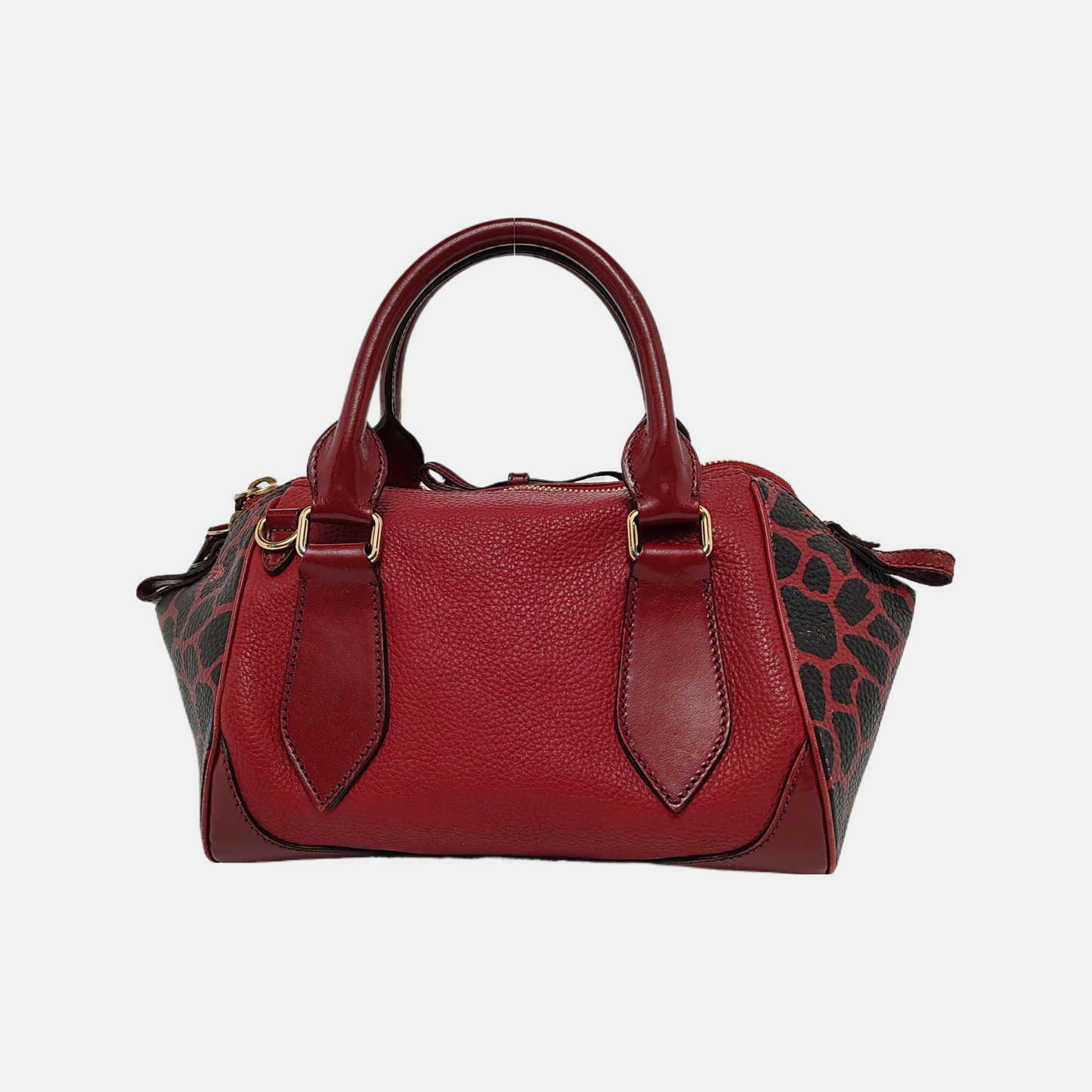 BURBERRY Red Leather Fringe Shoulder Bag Golden hardware-(SKU)-947960659