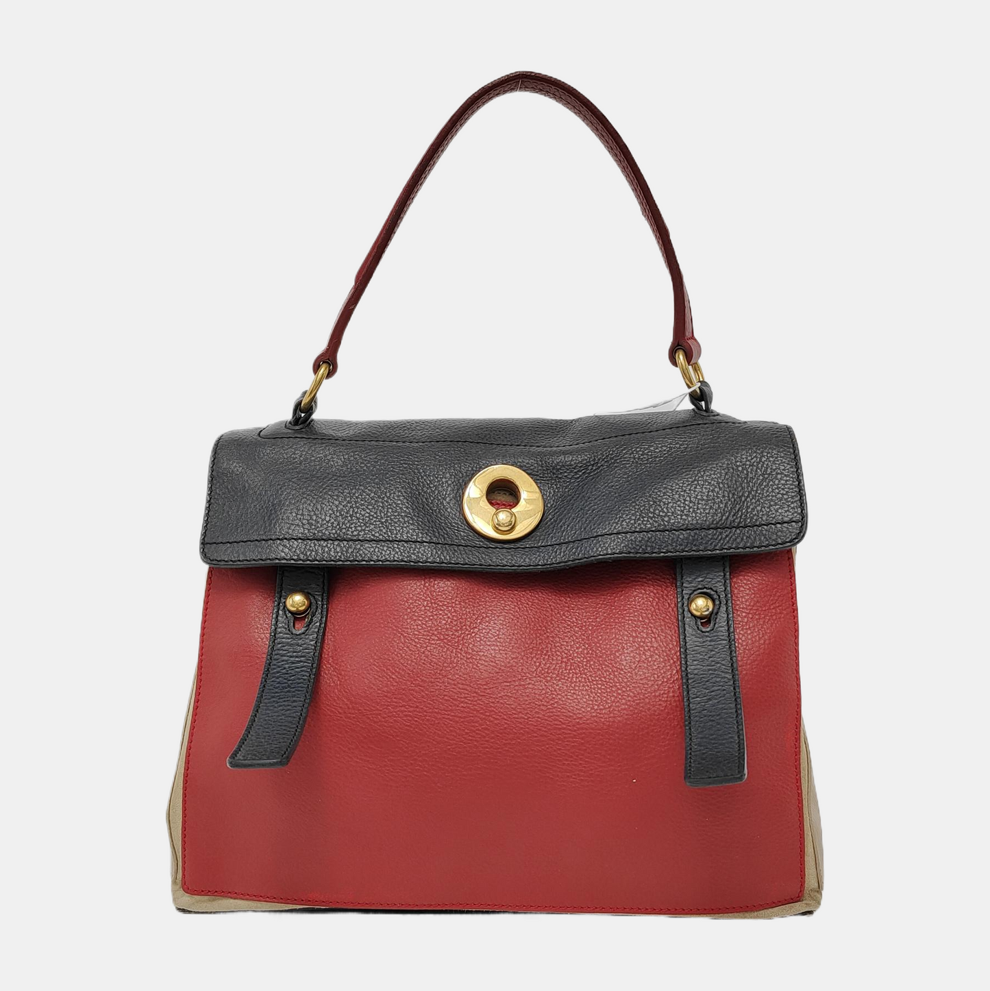 YSL MUSE TWO Red Cowhide Handbag Single Shoulder Bag Crossbody Bag Golden hardware-(SKU)-947613450
