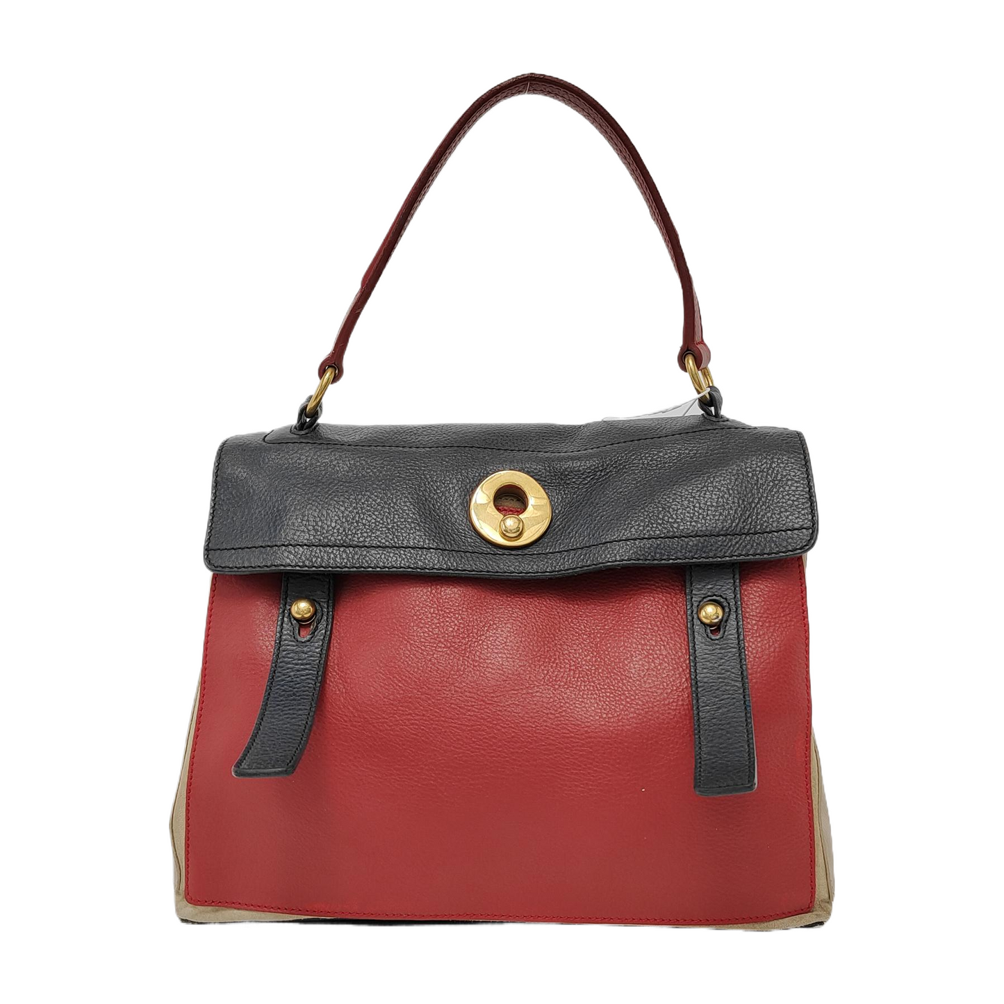 YSL MUSE TWO Red Cowhide Handbag Single Shoulder Bag Crossbody Bag Golden hardware-(SKU)-947613450