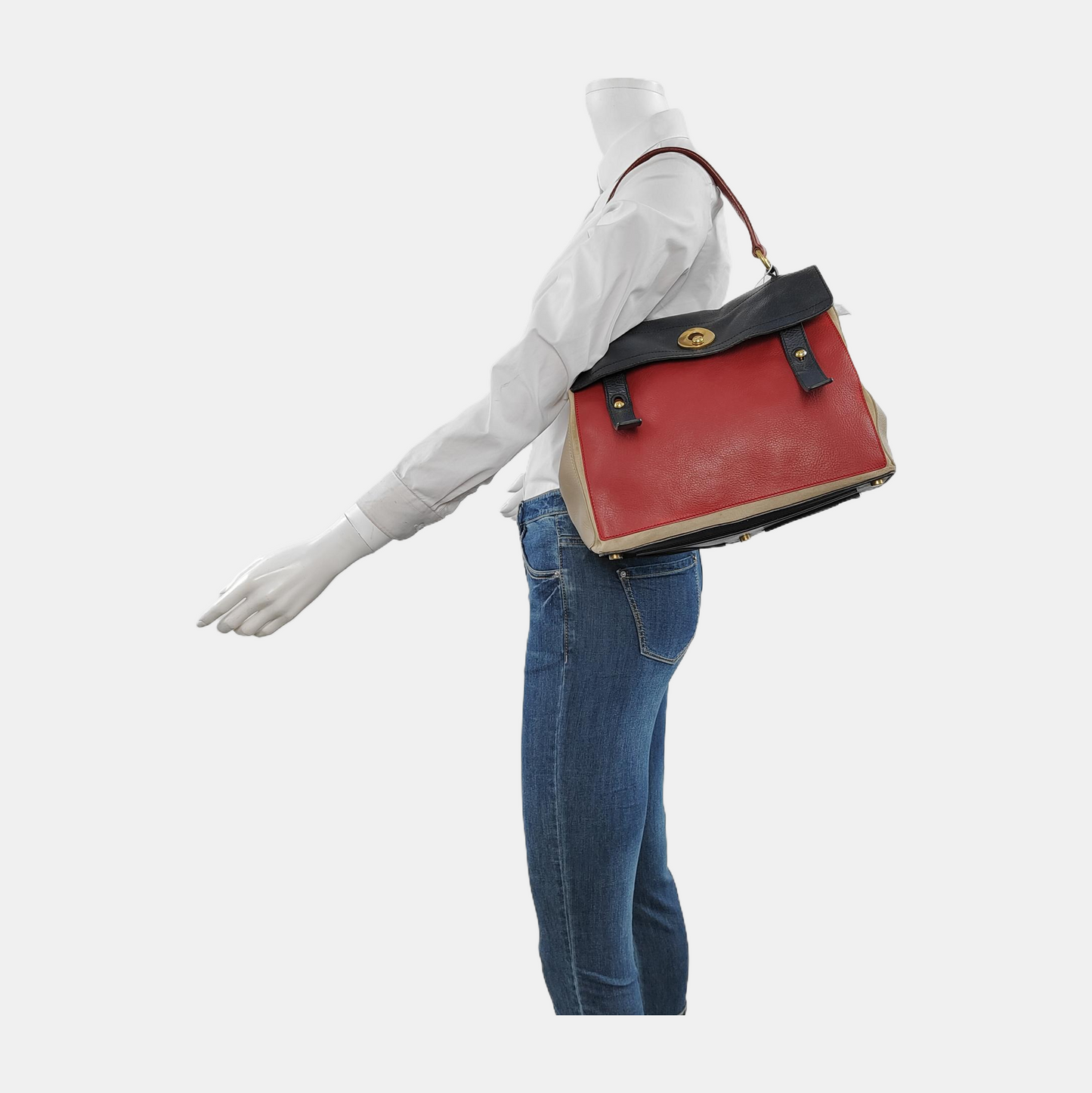 YSL MUSE TWO Red Cowhide Handbag Single Shoulder Bag Crossbody Bag Golden hardware-(SKU)-947613450