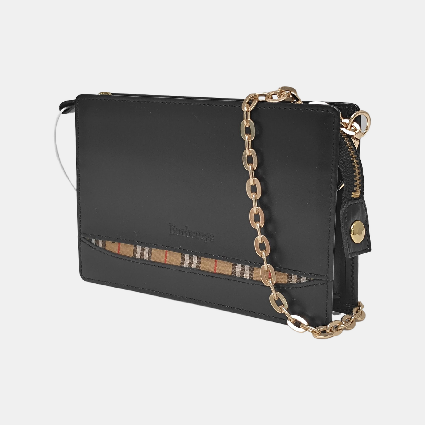BURBERRY Black Cowhide Clutch Golden hardware-(SKU)-948083814
