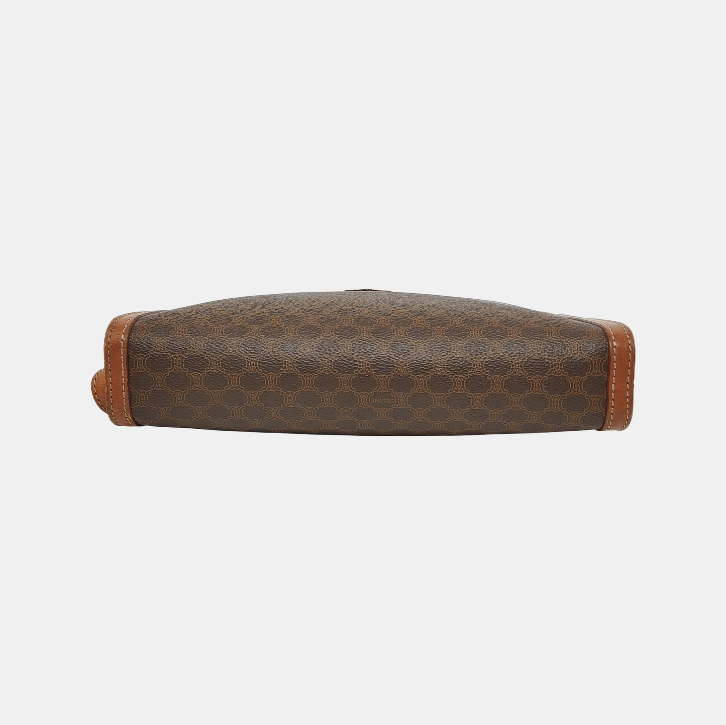 CELINE MACADAM CLUTCHES Brown Coated Canvas Triumph Clutch Golden hardware-(SKU)-947868204