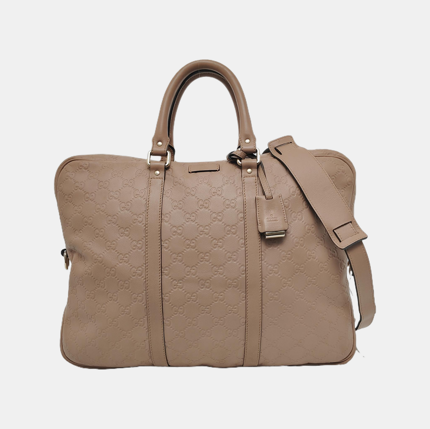 GUCCI Light Pink Cowhide Embossed Monogram Shoulder Bag Tote Bag Golden hardware Removable shoulder strap-(SKU)-947868328