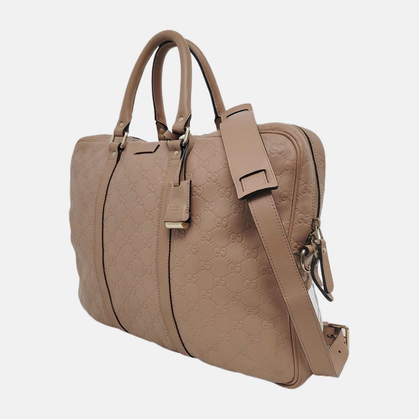 GUCCI Light Pink Cowhide Embossed Monogram Shoulder Bag Tote Bag Golden hardware Removable shoulder strap-(SKU)-947868328