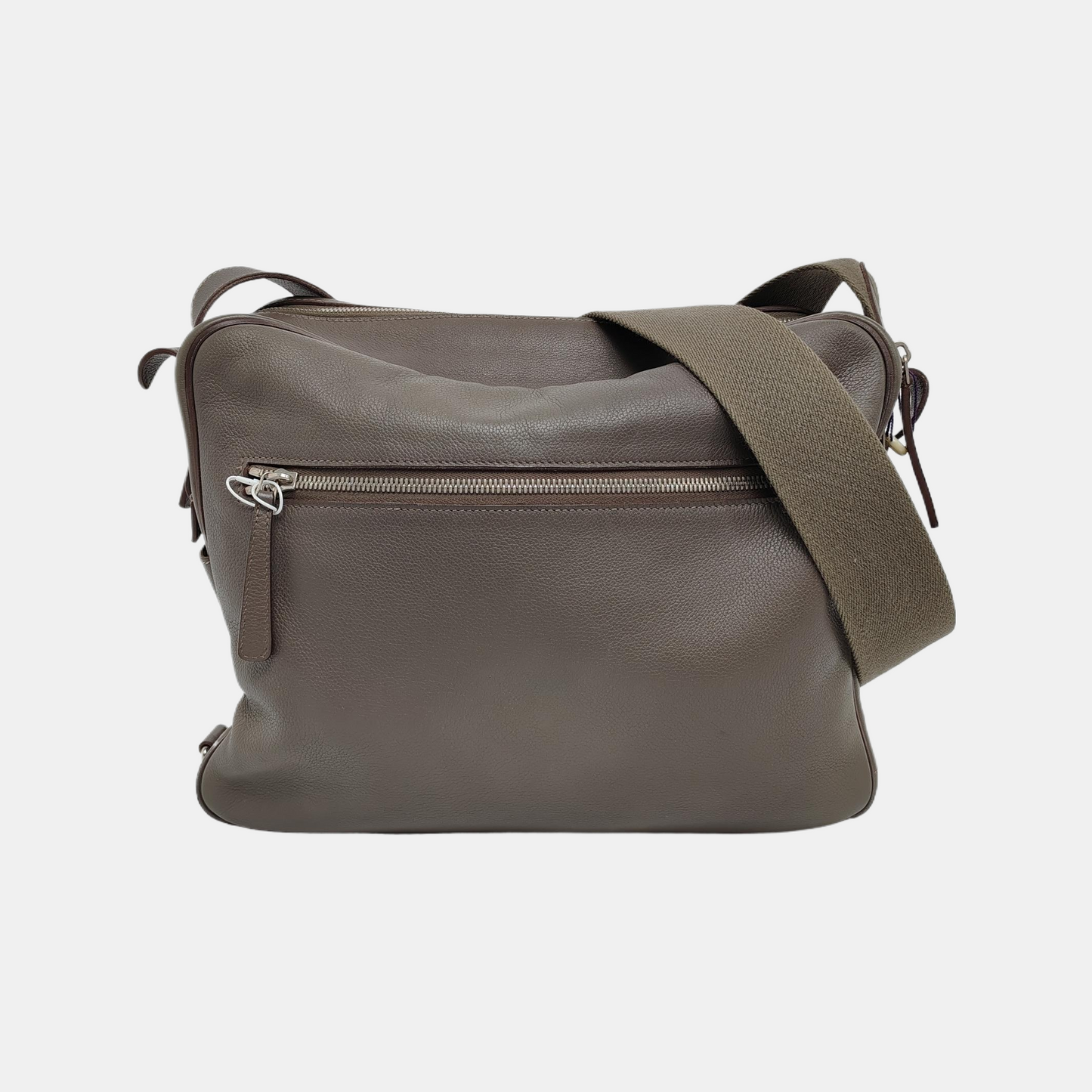 HERMÈS Hebdo Reporter Asphalt Grey Evercolor Calfskin Single Shoulder Bag Crossbody Bag Silver Hardware 🄾 Stamped-(SKU)-948246484