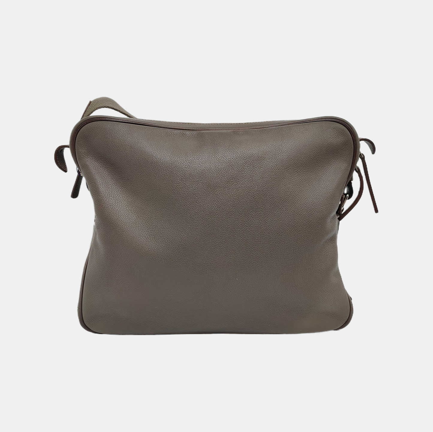 HERMÈS Hebdo Reporter Asphalt Grey Evercolor Calfskin Single Shoulder Bag Crossbody Bag Silver Hardware 🄾 Stamped-(SKU)-948246484