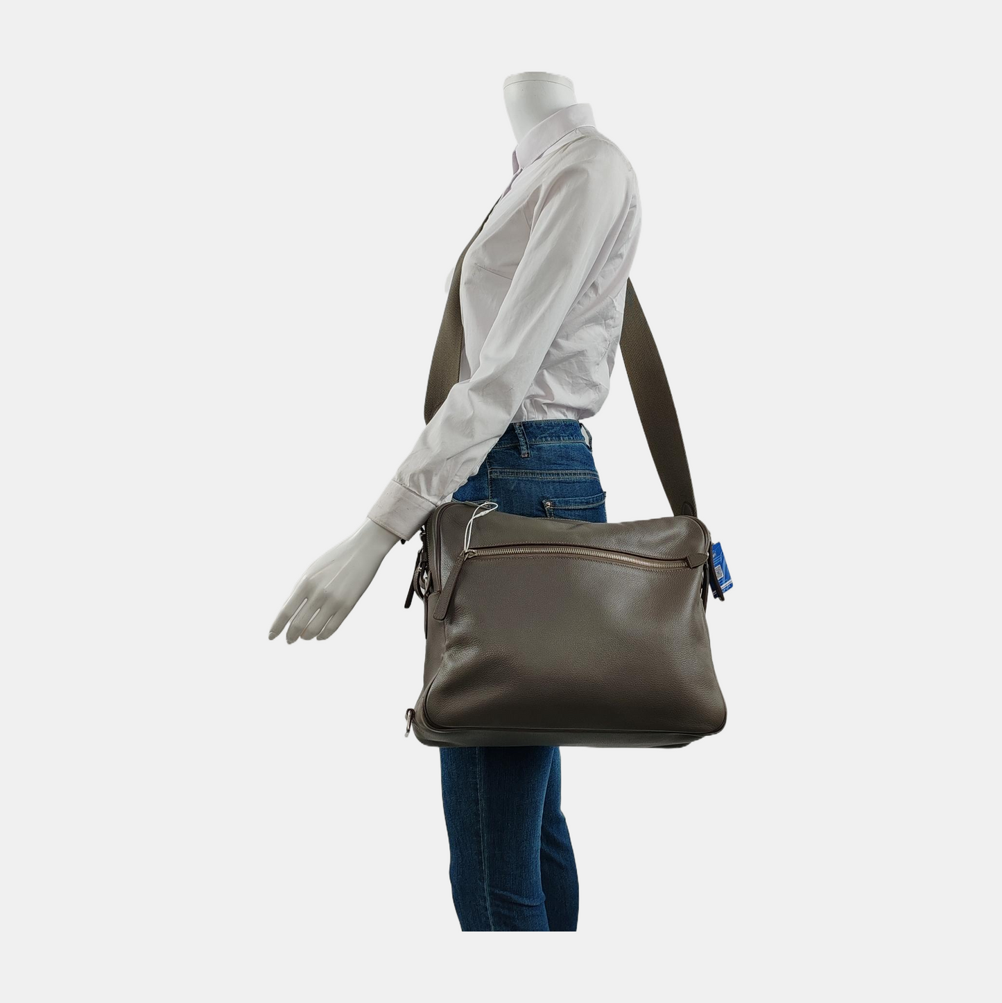 HERMÈS Hebdo Reporter Asphalt Grey Evercolor Calfskin Single Shoulder Bag Crossbody Bag Silver Hardware 🄾 Stamped-(SKU)-948246484