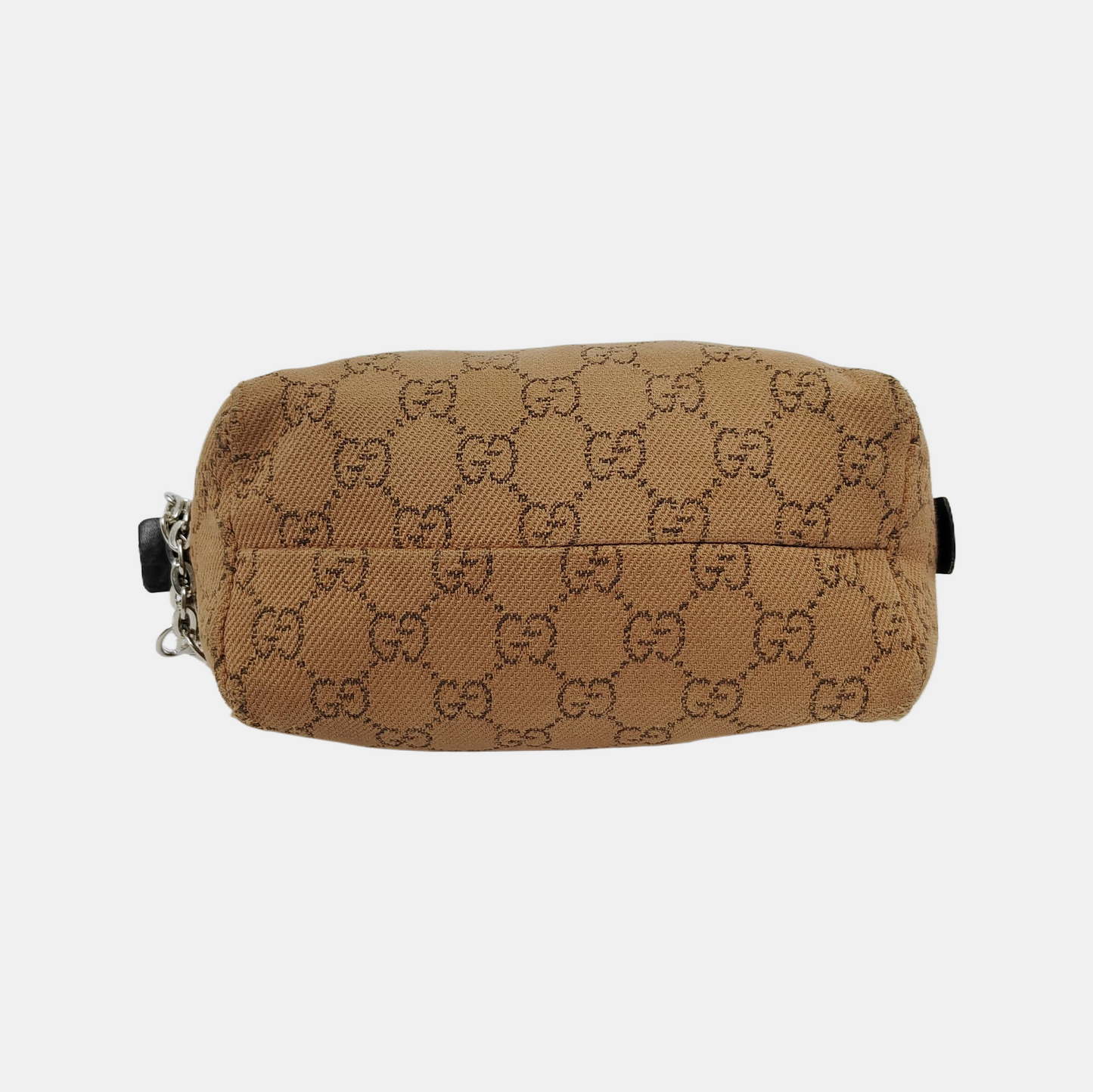 GUCCI Khaki Canvas Monogrammed Handbag Silver Hardware-(SKU)-948094258