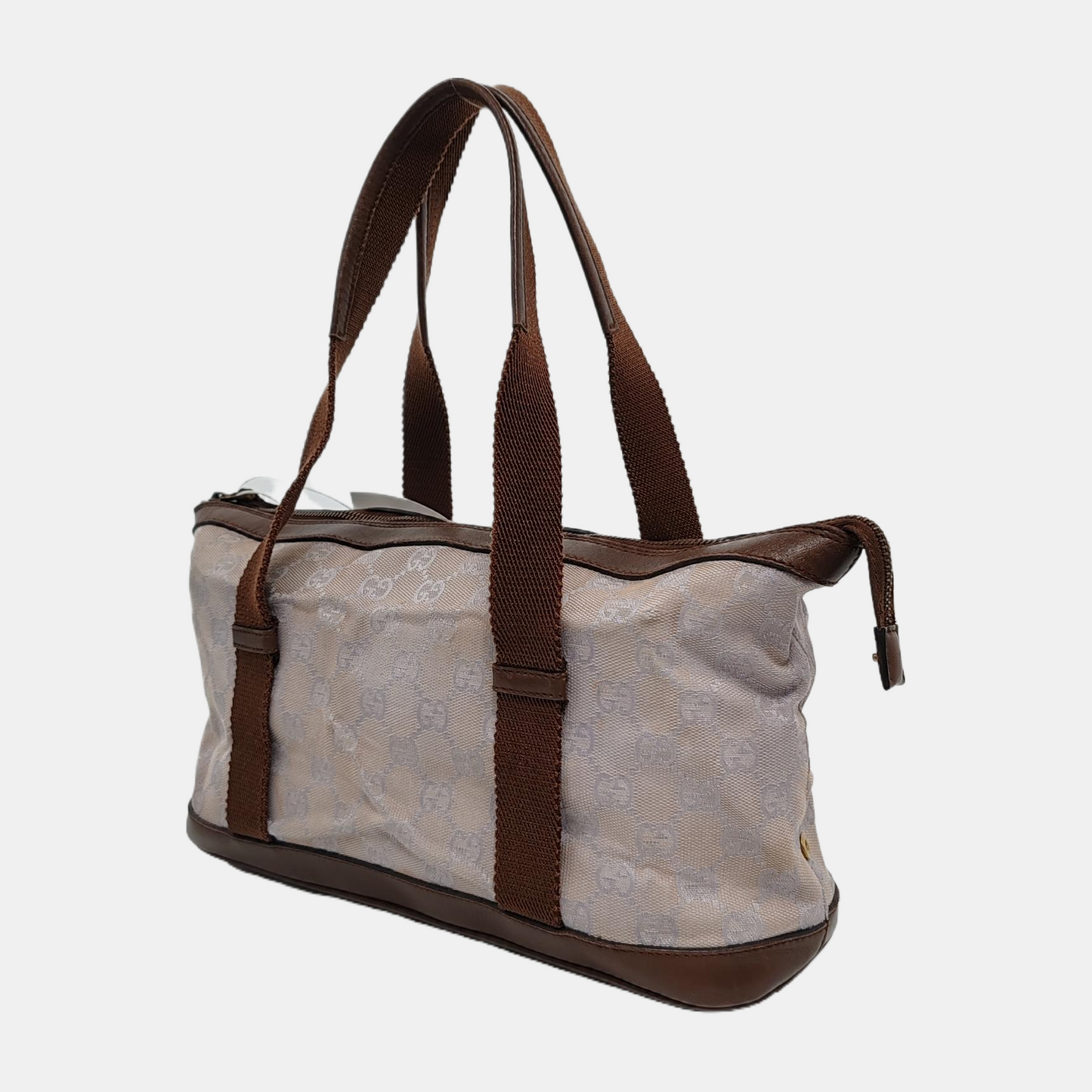 GUCCI Light Purple Canvas Monogrammed Tote Bag Shoulder Bag Ruthenium color hardware-(SKU)-948093980