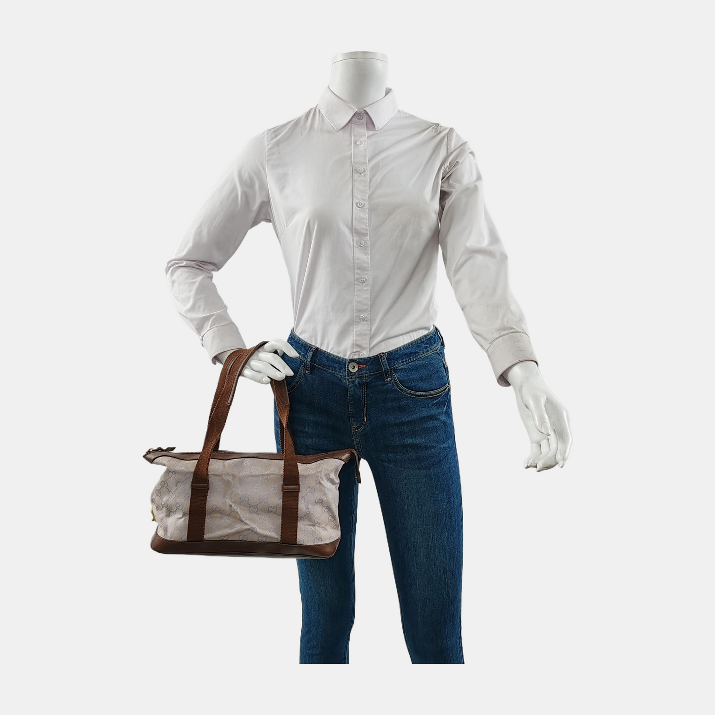 GUCCI Light Purple Canvas Monogrammed Tote Bag Shoulder Bag Ruthenium color hardware-(SKU)-948093980