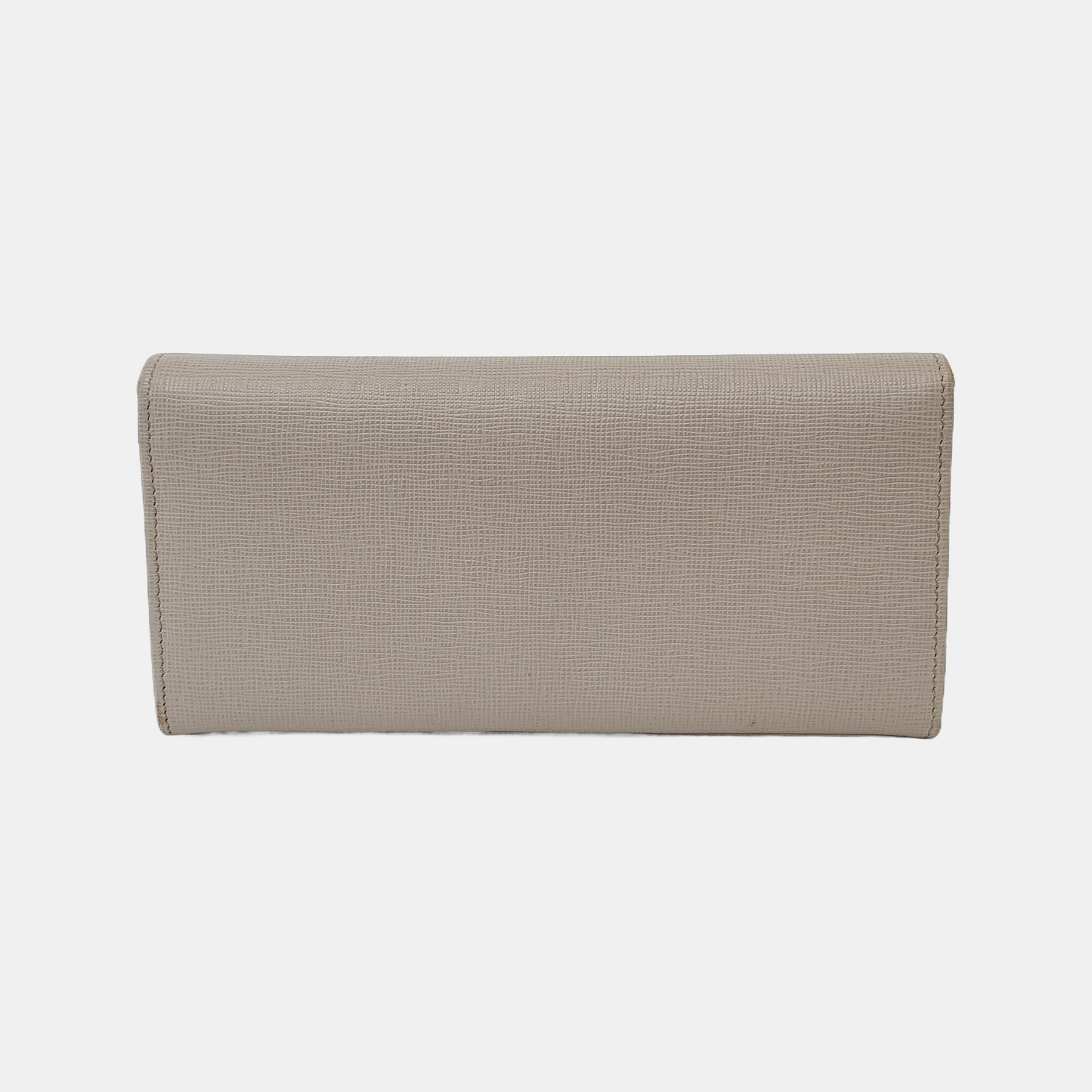 FENDI Light Gray Leather Stud Wallet Silver Black Hardware-(SKU)-947997780