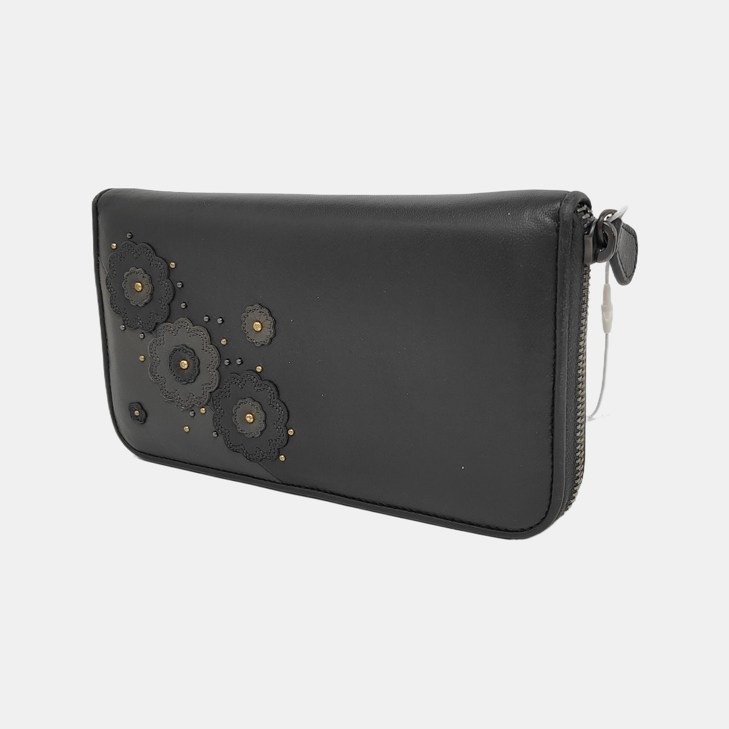 BOTTEGA VENETA Black Lamb Leather Patchwork Studs Wallet Golden hardware-(SKU)-947997451