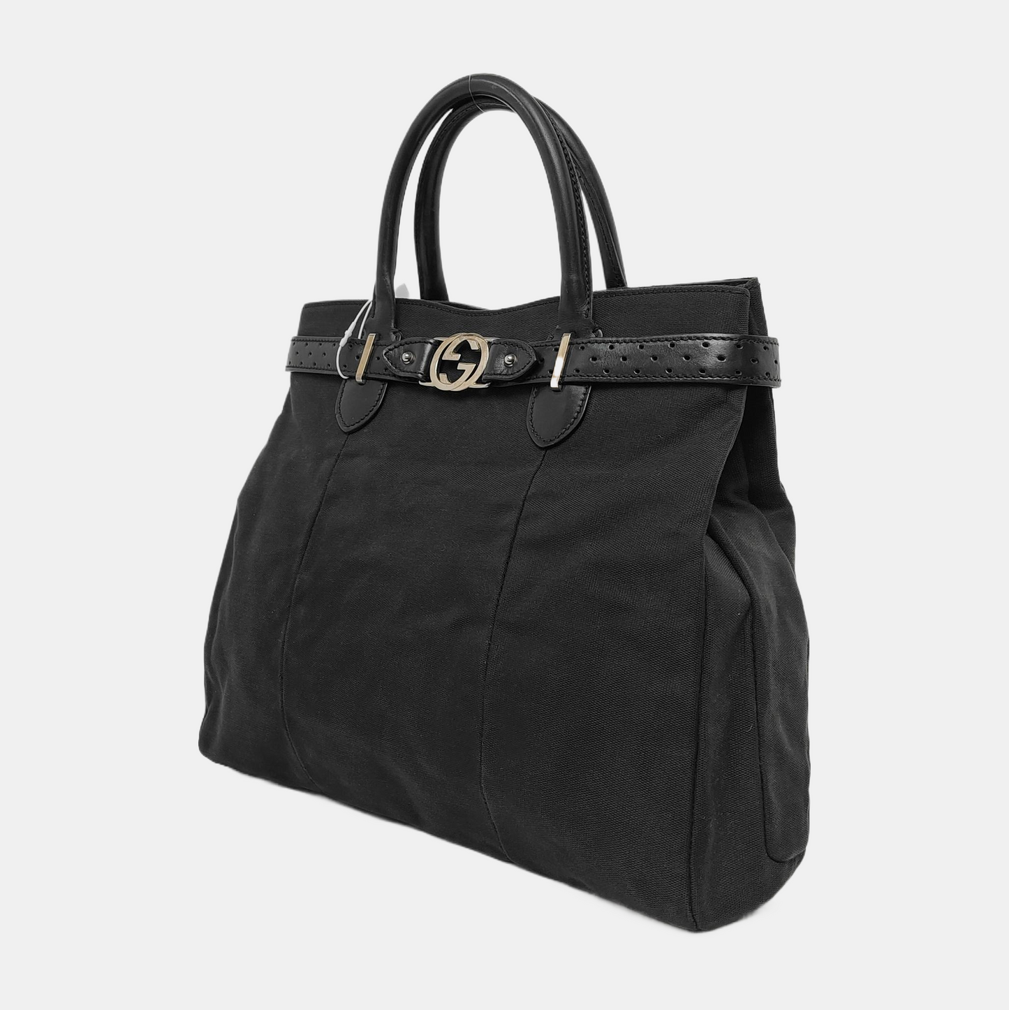 GUCCI Tote bag Black Canvas Quilted Cutout Tote Bag Silver Hardware-(SKU)-948087482