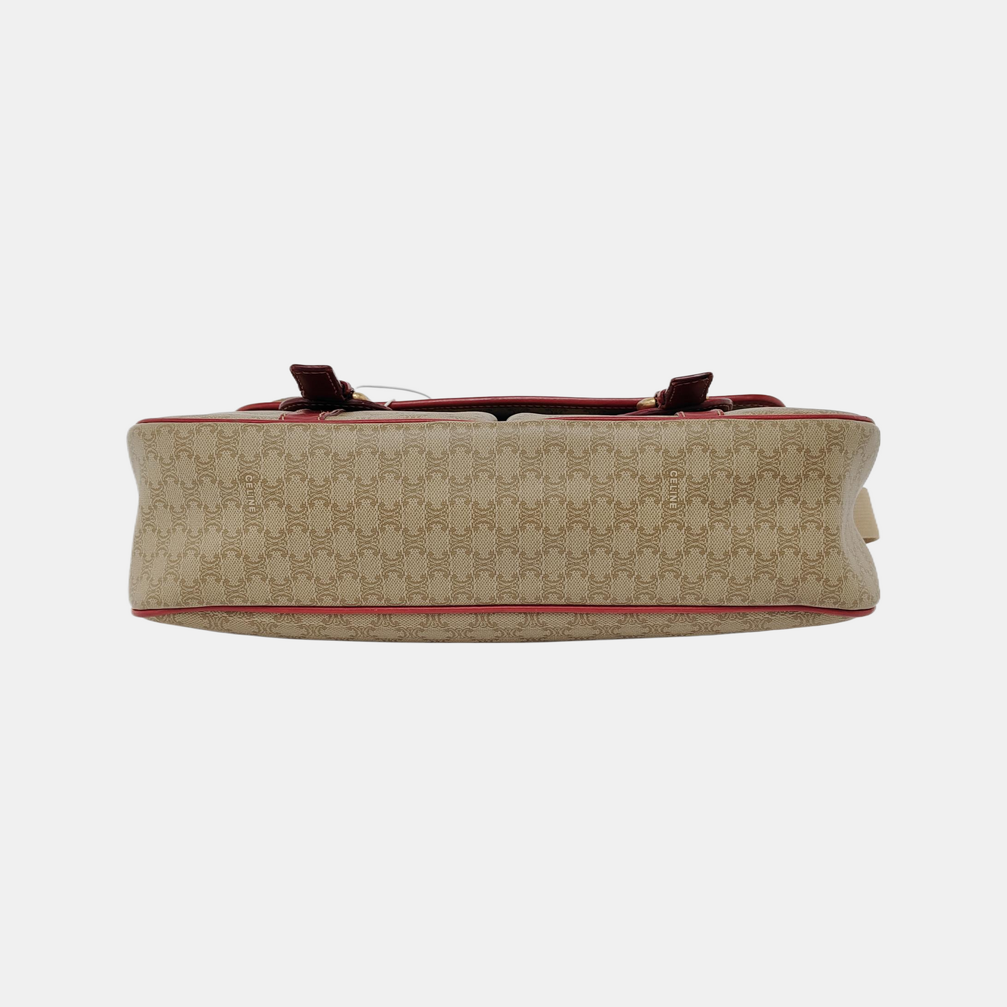 CELINE Khaki Coated Canvas Triumph Monogram Single Shoulder Bag Golden hardware-(SKU)-948124316