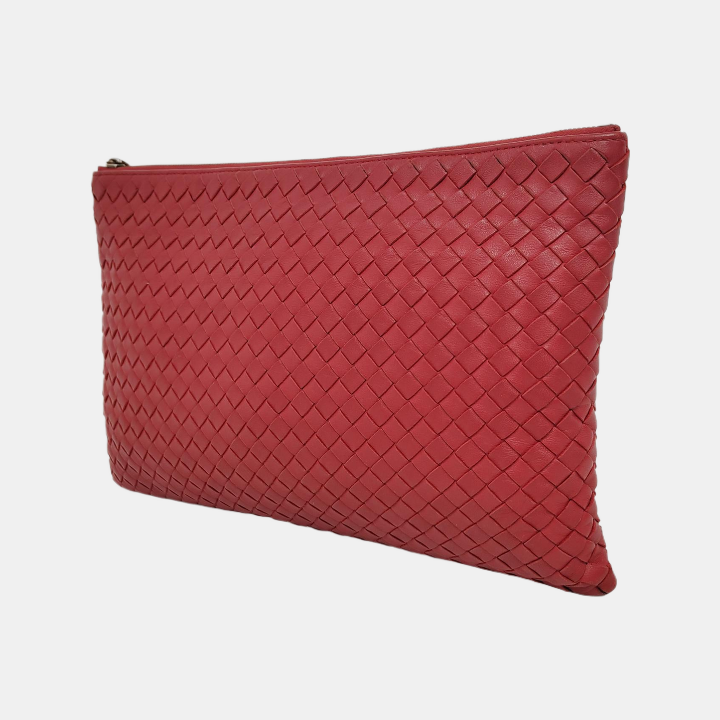 BOTTEGA VENETA Red Cowhide Braided Handbag Black hardware-(SKU)-947934561