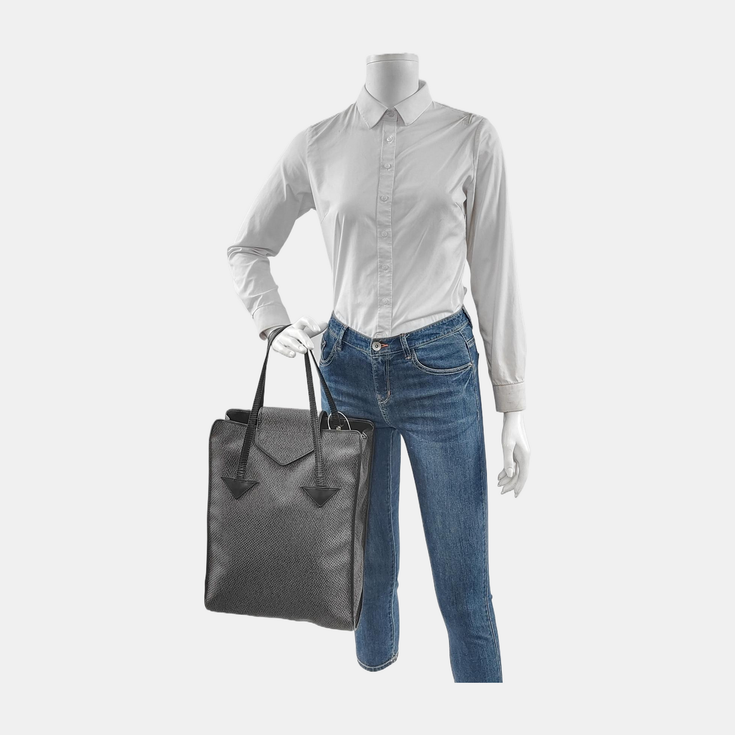 YSL Tote bag Grey Special Material Handbag Shoulder Bag Golden hardware-(SKU)-948249422