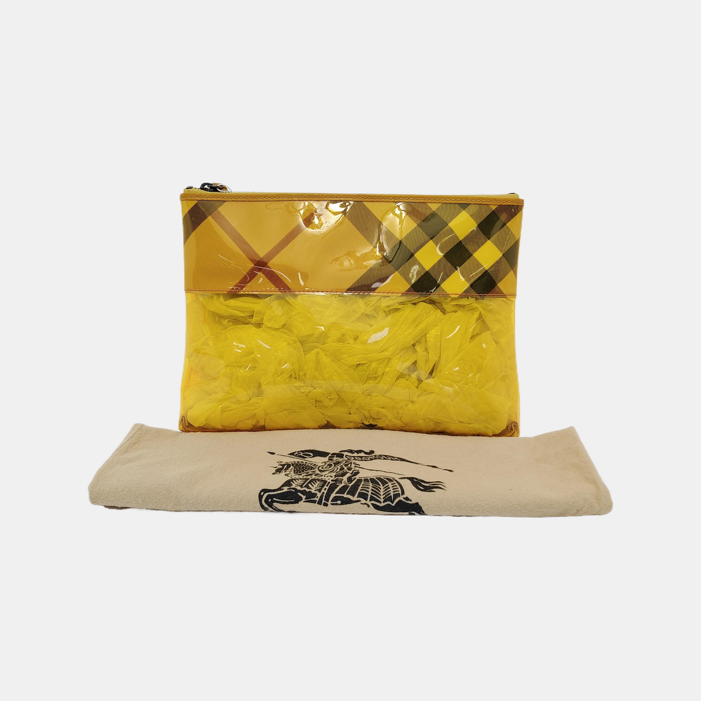 BURBERRY Yellow Special Material Printed Clutch Black hardware-(SKU)-948078724
