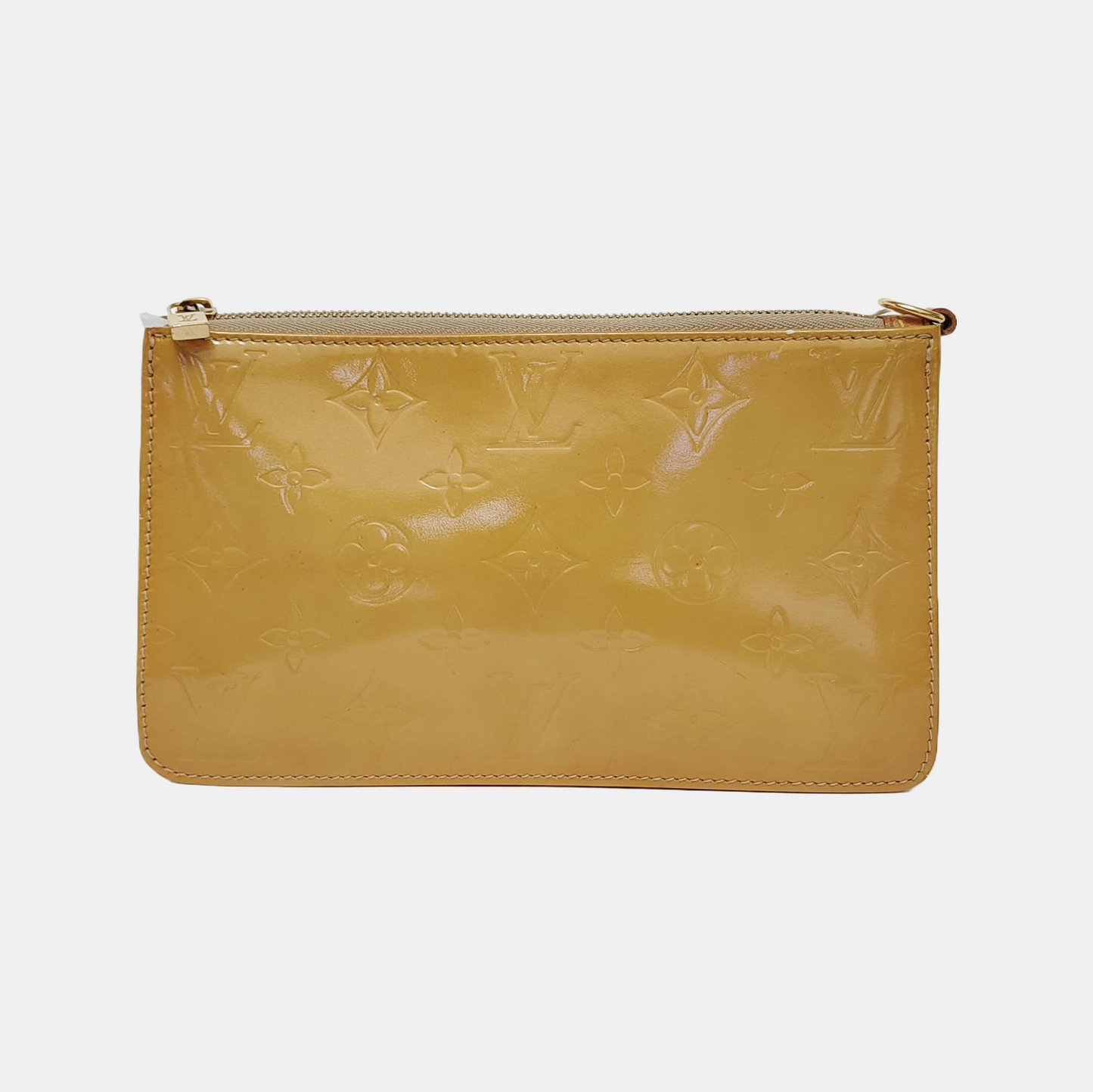 LOUIS VUITTON LEXINGTON Yellow Patent Leather Monogrammed Clutch Golden hardware Vintage model-(SKU)-948034395
