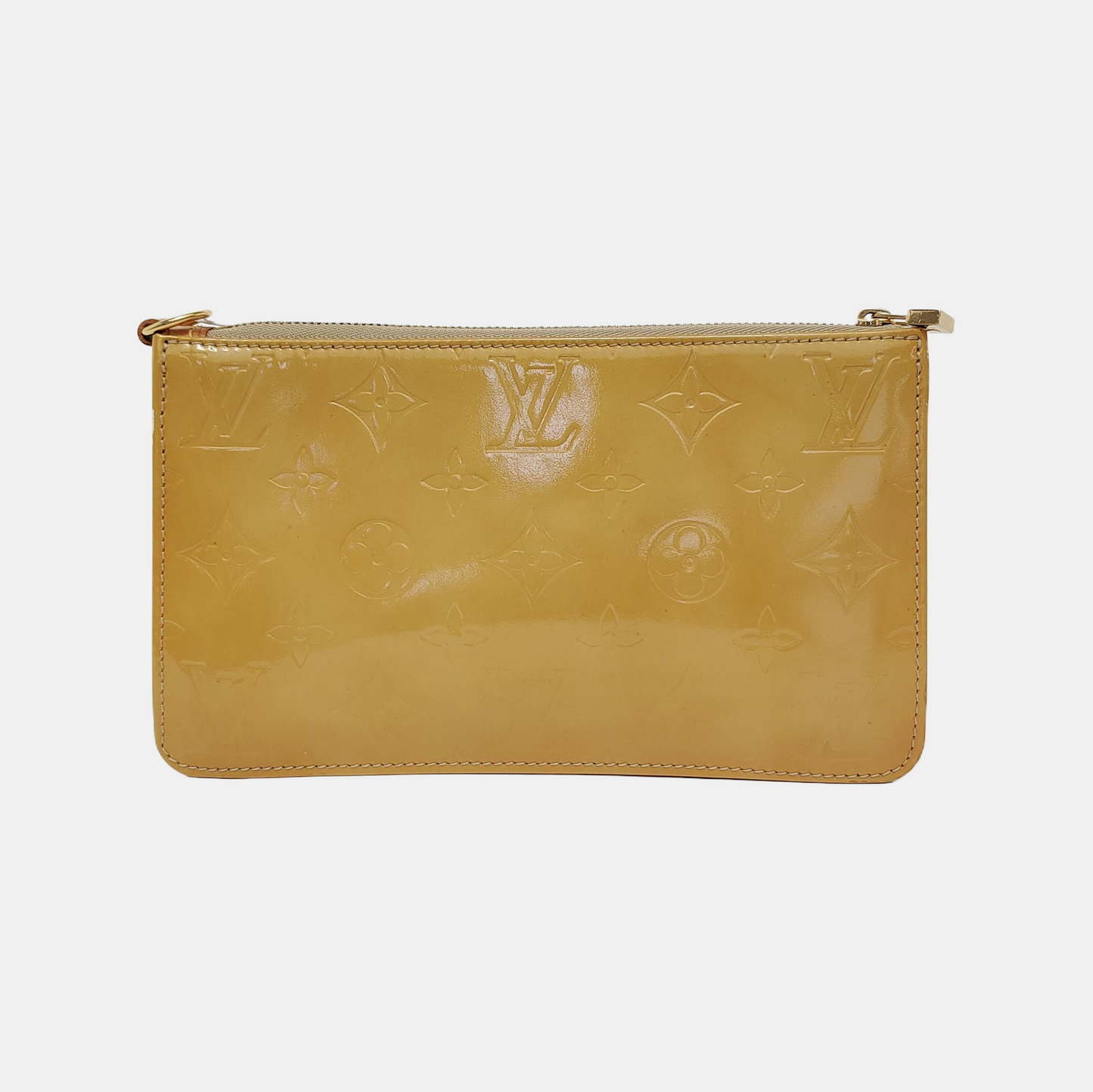 LOUIS VUITTON LEXINGTON Yellow Patent Leather Monogrammed Clutch Golden hardware Vintage model-(SKU)-948034395