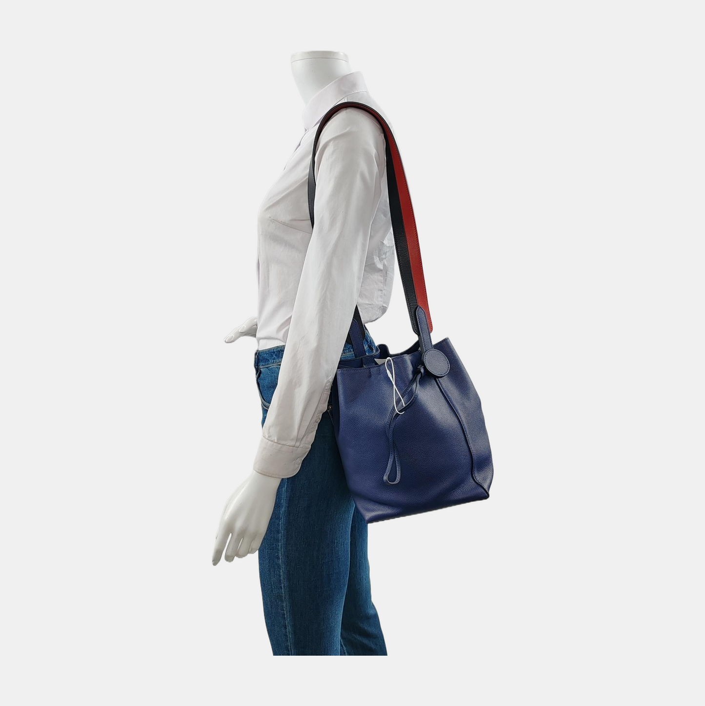 HERMÈS Licol 17 Glaze Blue Swift Leather Shoulder Bag Crossbody Bag with Silver Hardware D-(SKU)-948360845