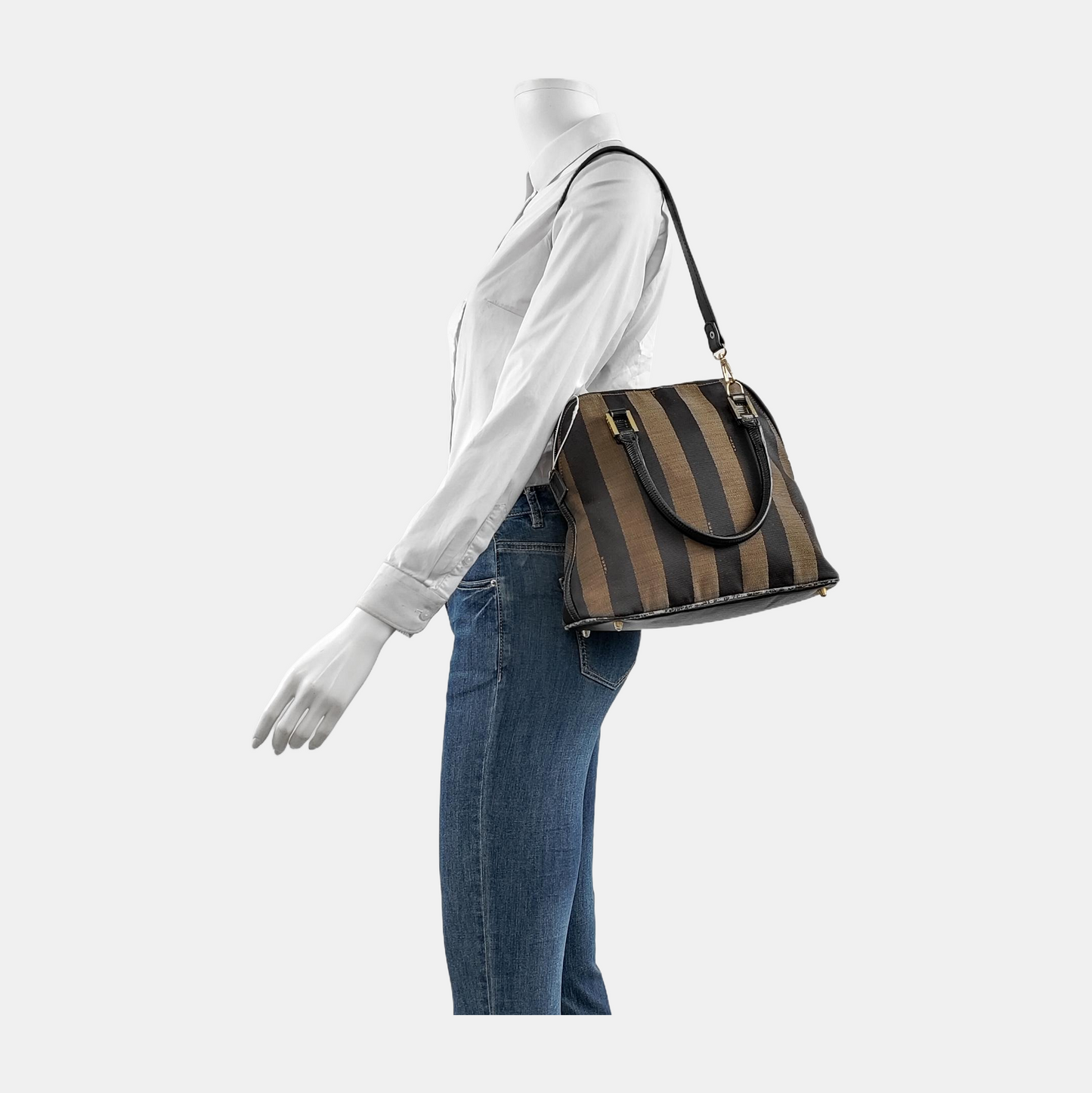 FENDI Brown Canvas Handbag Golden hardware-(SKU)-948418189