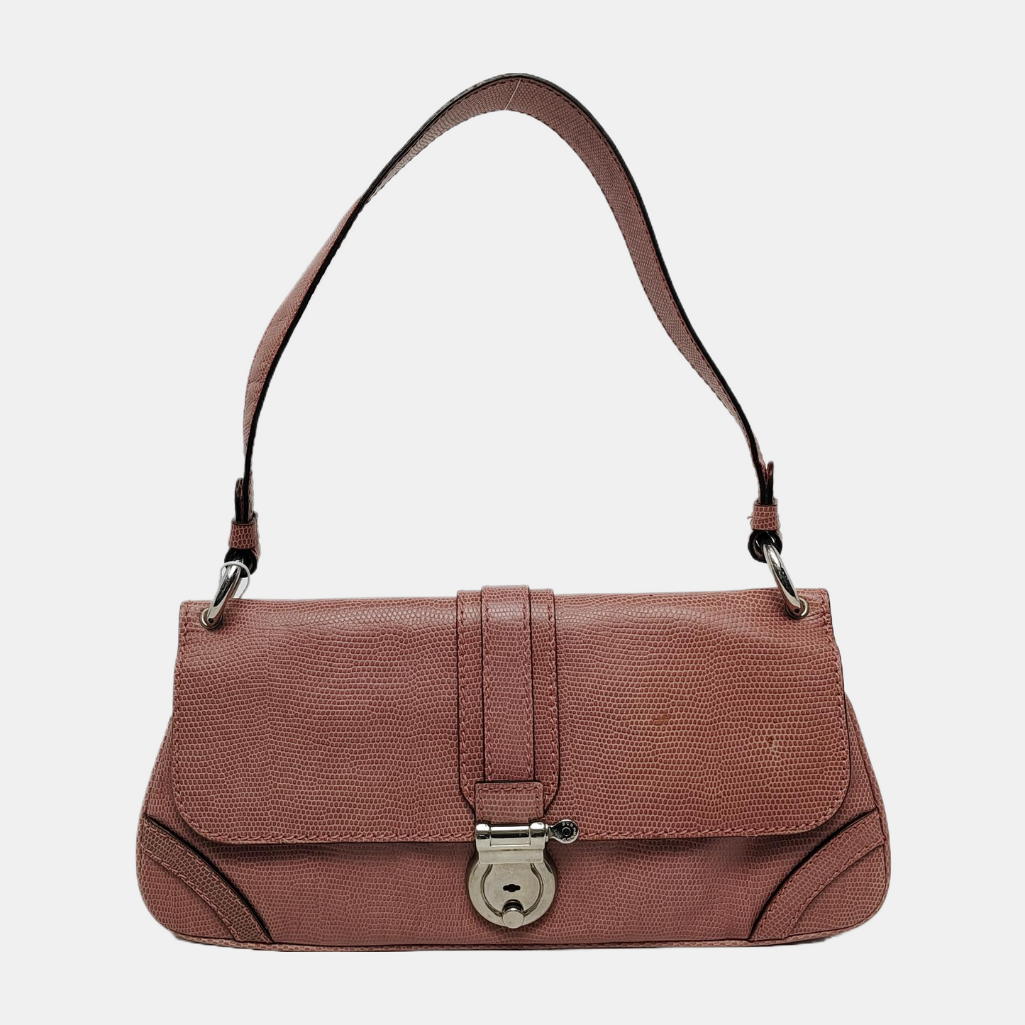 BURBERRY Pink Leather Embossed Single Shoulder Bag Tote Bag Silver Hardware-(SKU)-948600547