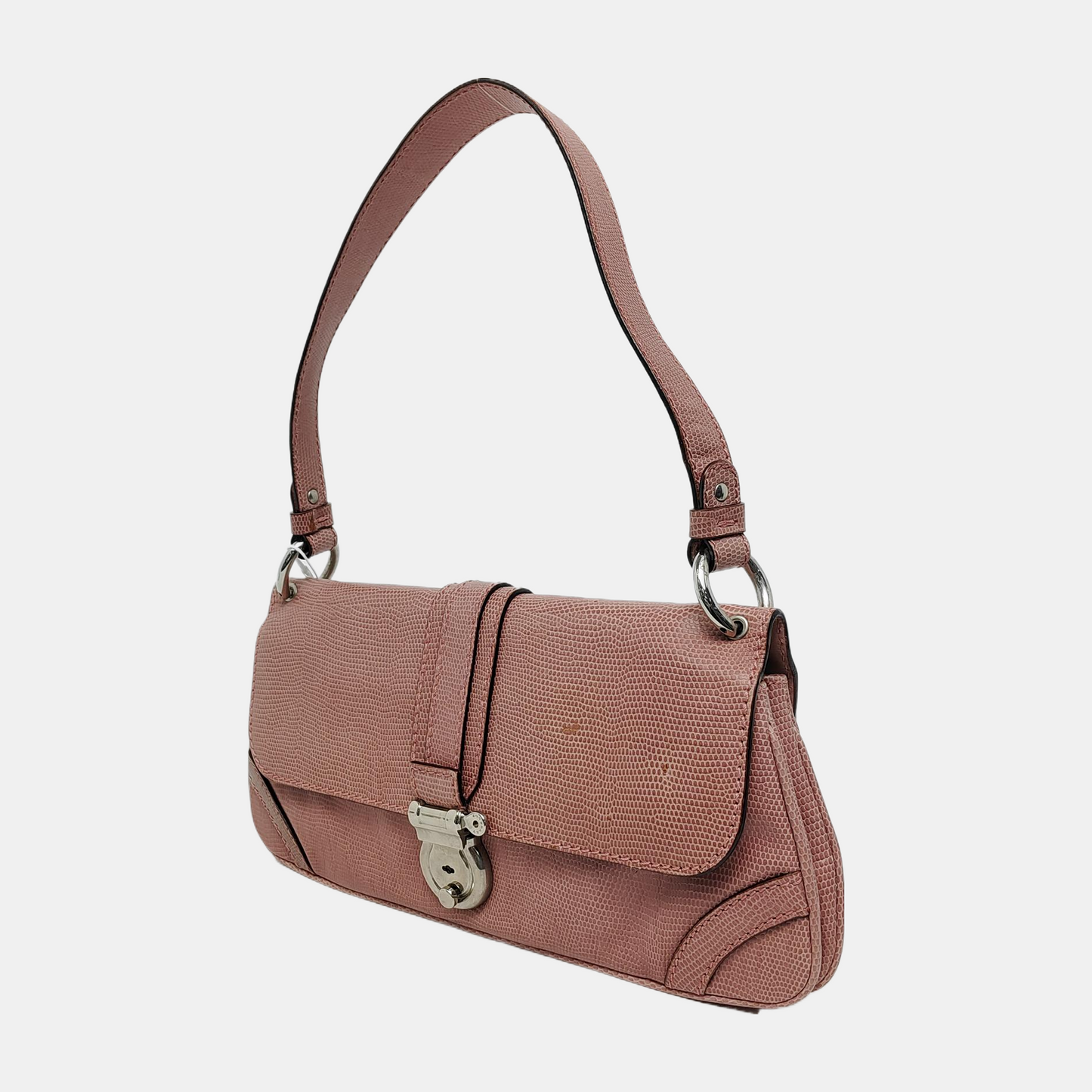 BURBERRY Pink Leather Embossed Single Shoulder Bag Tote Bag Silver Hardware-(SKU)-948600547