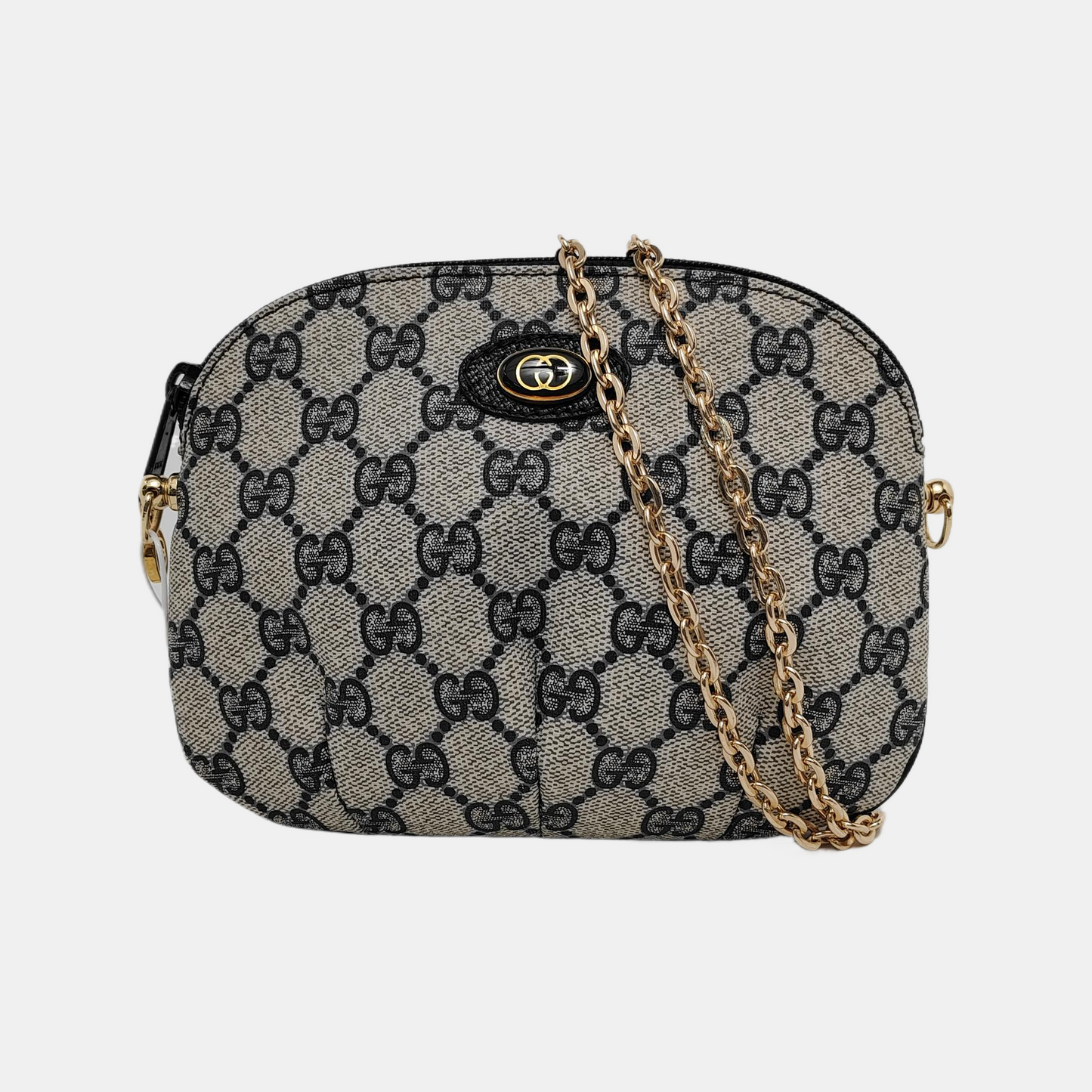 GUCCI Grey Coated Canvas Monogrammed Clutch Blue hardware-(SKU)-948490565
