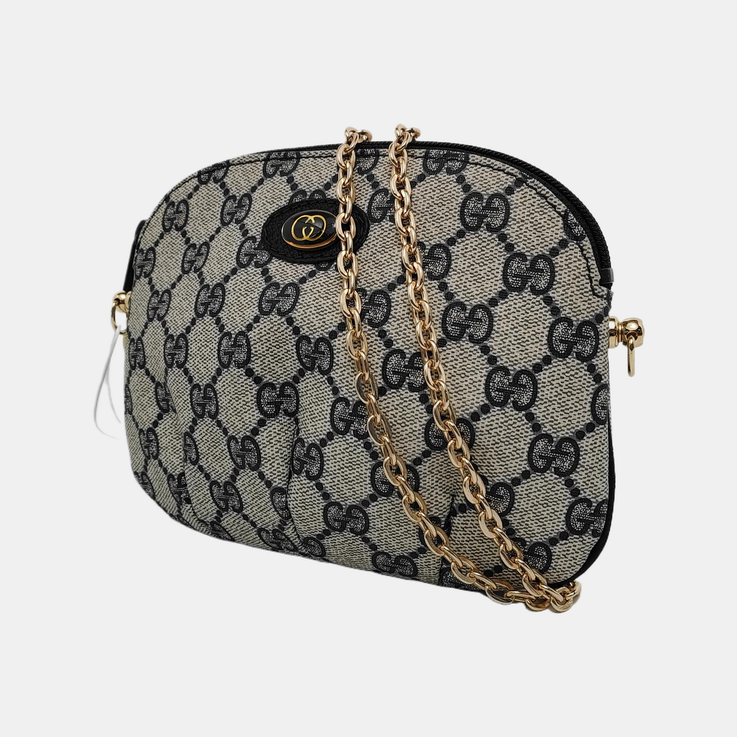 GUCCI Grey Coated Canvas Monogrammed Clutch Blue hardware-(SKU)-948490565