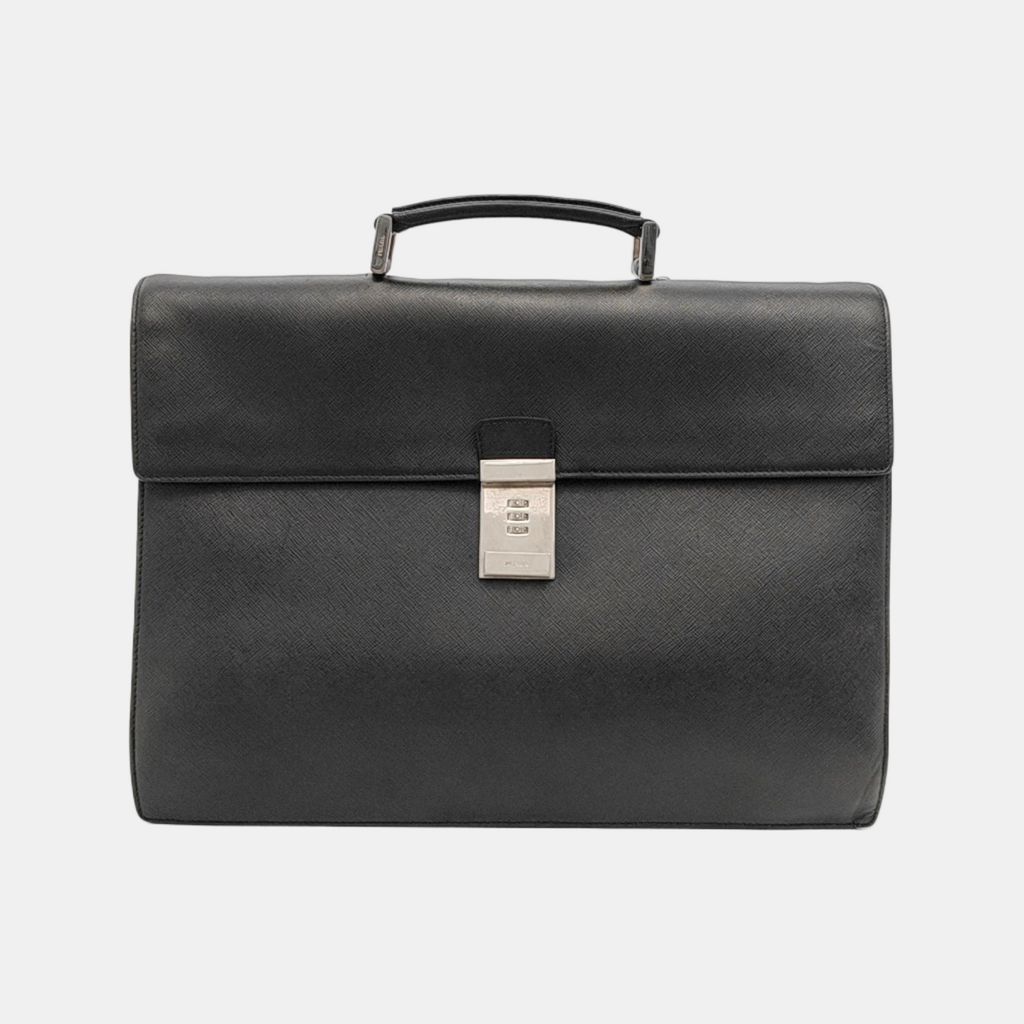 PRADA Black Cowhide Cross Grain Handbag Silver Hardware-(SKU)-948515536