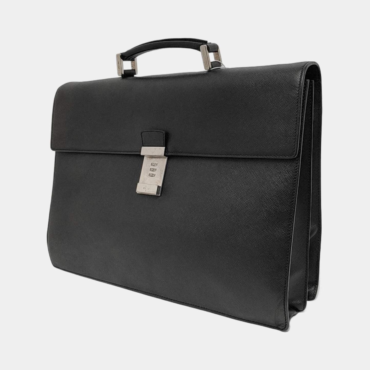 PRADA Black Cowhide Cross Grain Handbag Silver Hardware-(SKU)-948515536
