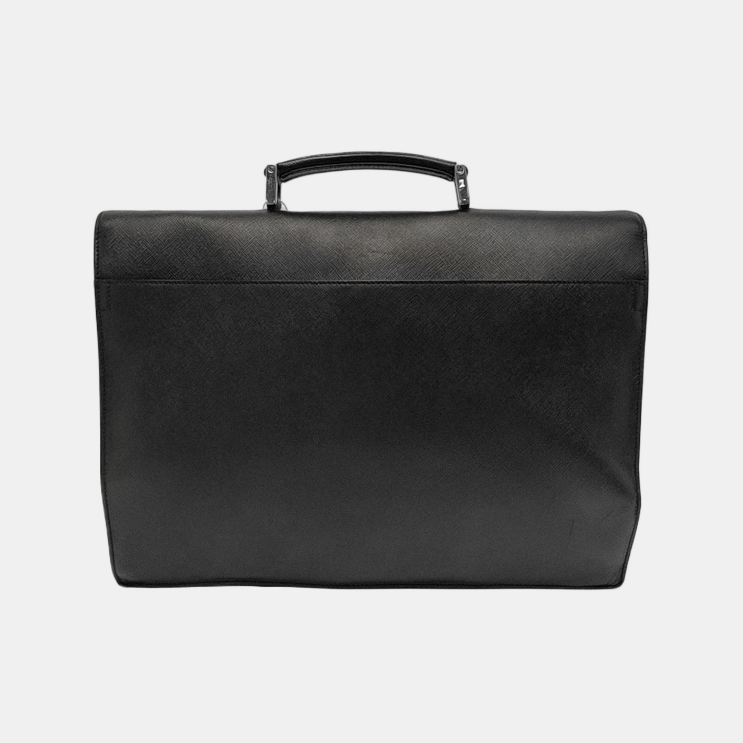PRADA Black Cowhide Cross Grain Handbag Silver Hardware-(SKU)-948515536