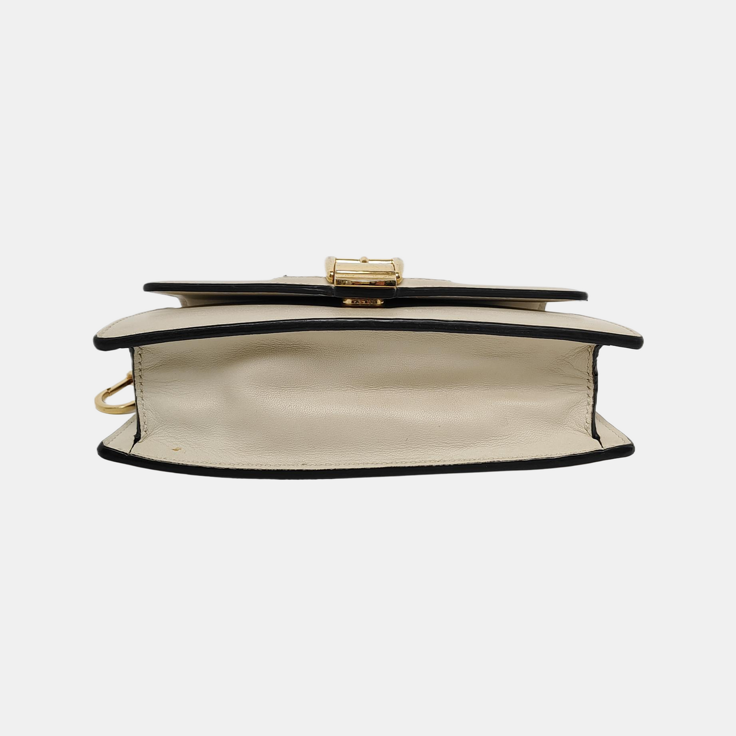 GUCCI Sylvie Super mini White Cowhide Stripe Strap Serbia Single Shoulder Bag Tote Golden hardware Removable shoulder strap-(SKU)-948580042