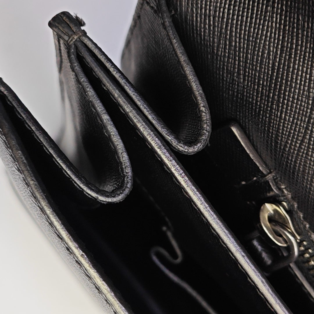 PRADA Black Cowhide Cross Grain Handbag Silver Hardware-(SKU)-948515536