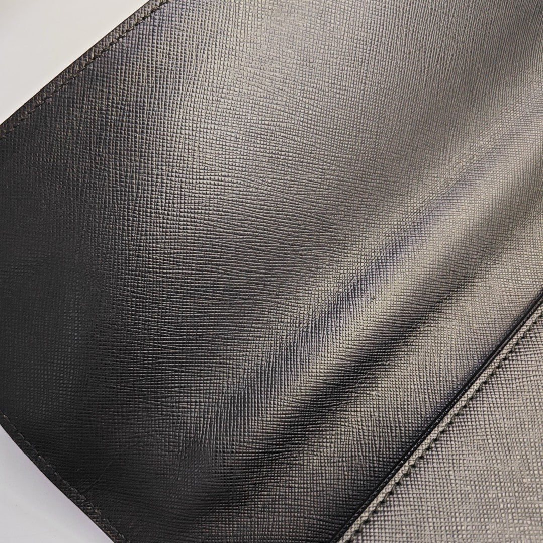 PRADA Black Cowhide Cross Grain Handbag Silver Hardware-(SKU)-948515536